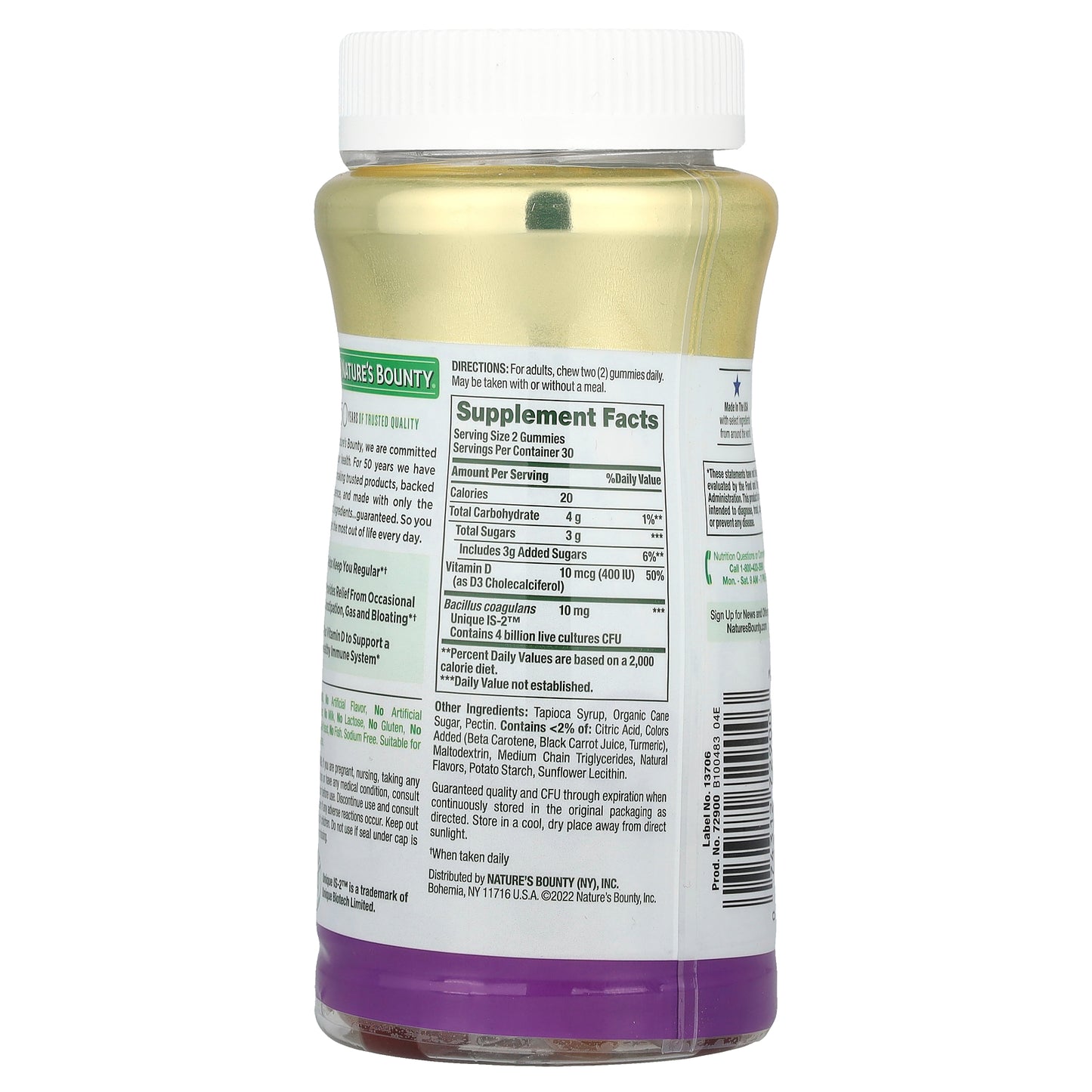 Nature's Bounty, Probiotic Gummies, Pineapple, Raspberry & Orange, 60 Gummies