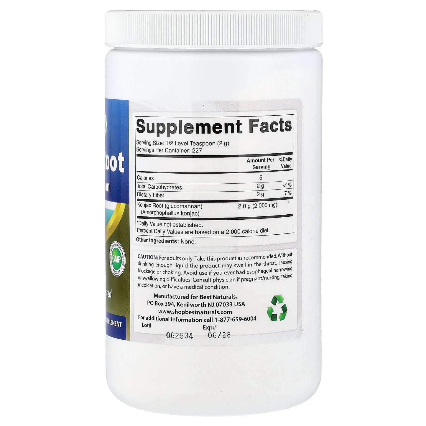 Best Naturals, Konjac Root Glucomannan, 1 lb (454 g)