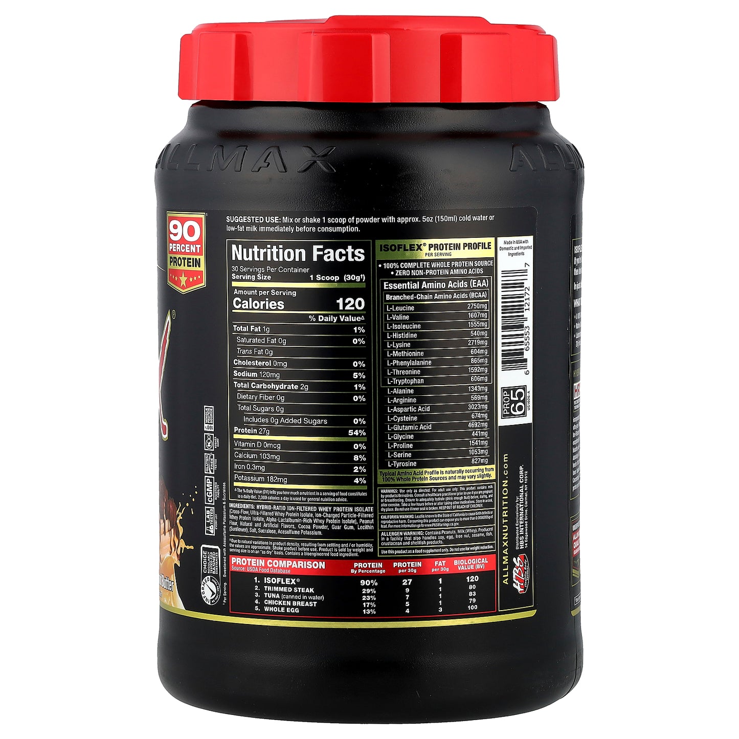 ALLMAX, ISOFLEX®, Pure Whey Protein Isolate, Chocolate Peanut Butter, 2 lbs (907 g)