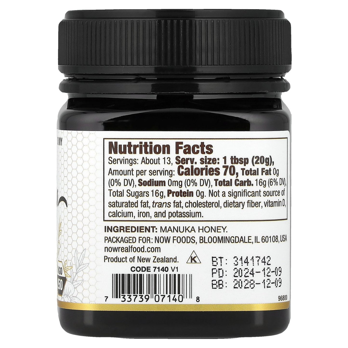 NOW Foods, Real Food, Manuka Honey, MGO 250, 8.8 oz (250 g)