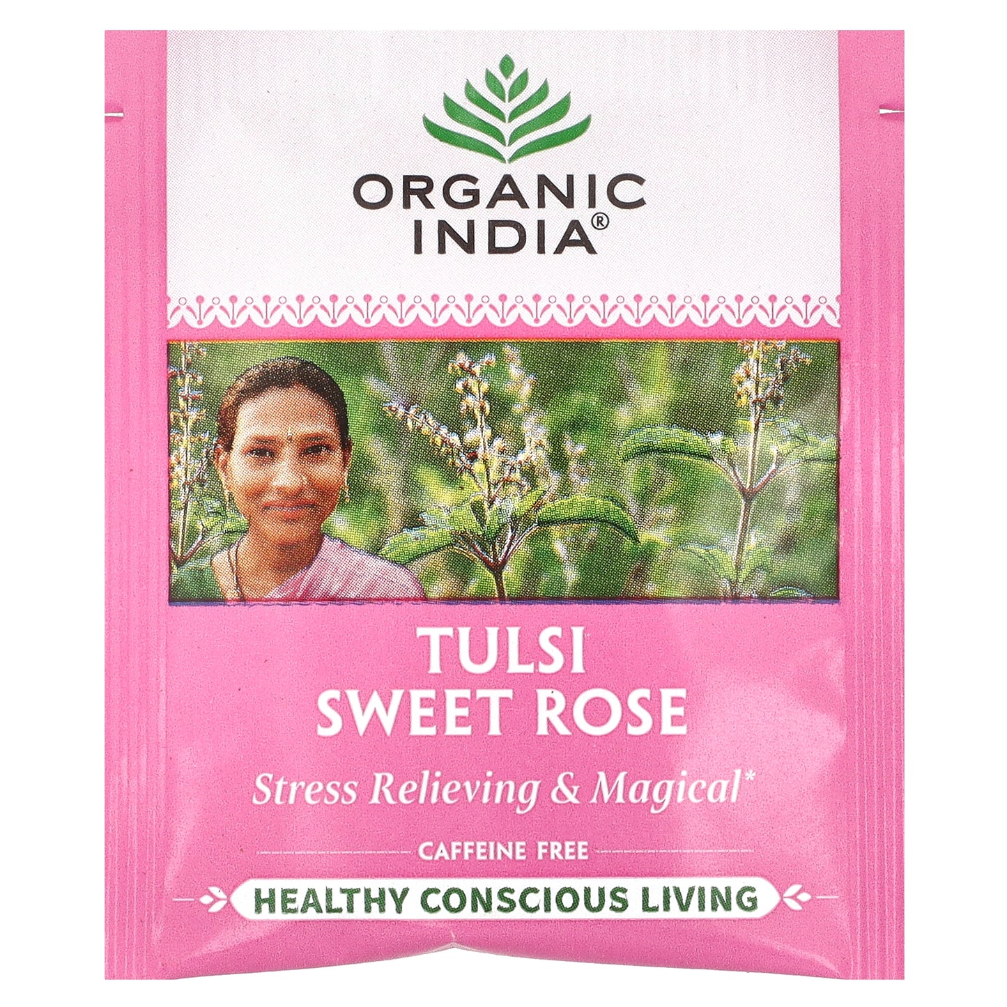 Organic India, Tulsi Sweet Rose Tea, Caffeine Free, 18 Infusion Bags, 1.01 oz (28.8 g)