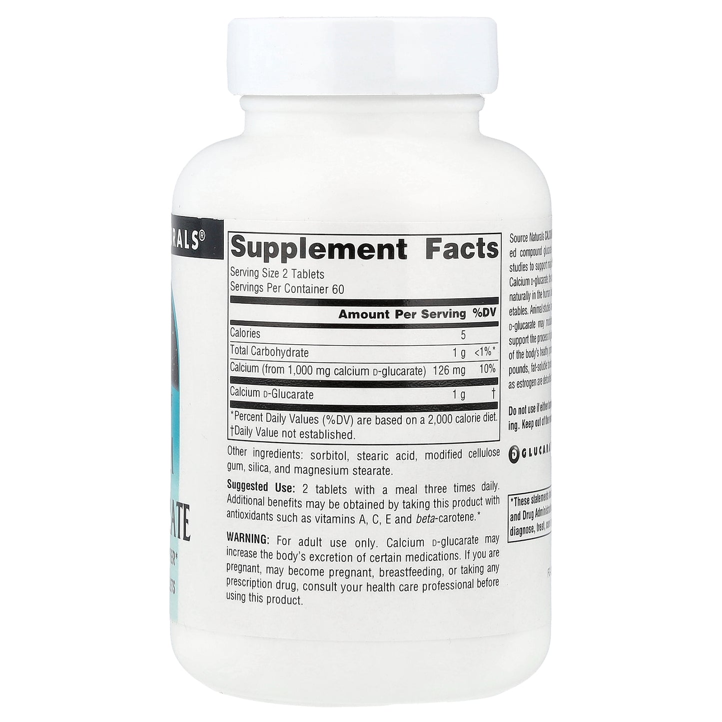 Source Naturals, Calcium D-Glucarate, 120 Tablets (500 mg per Tablet)