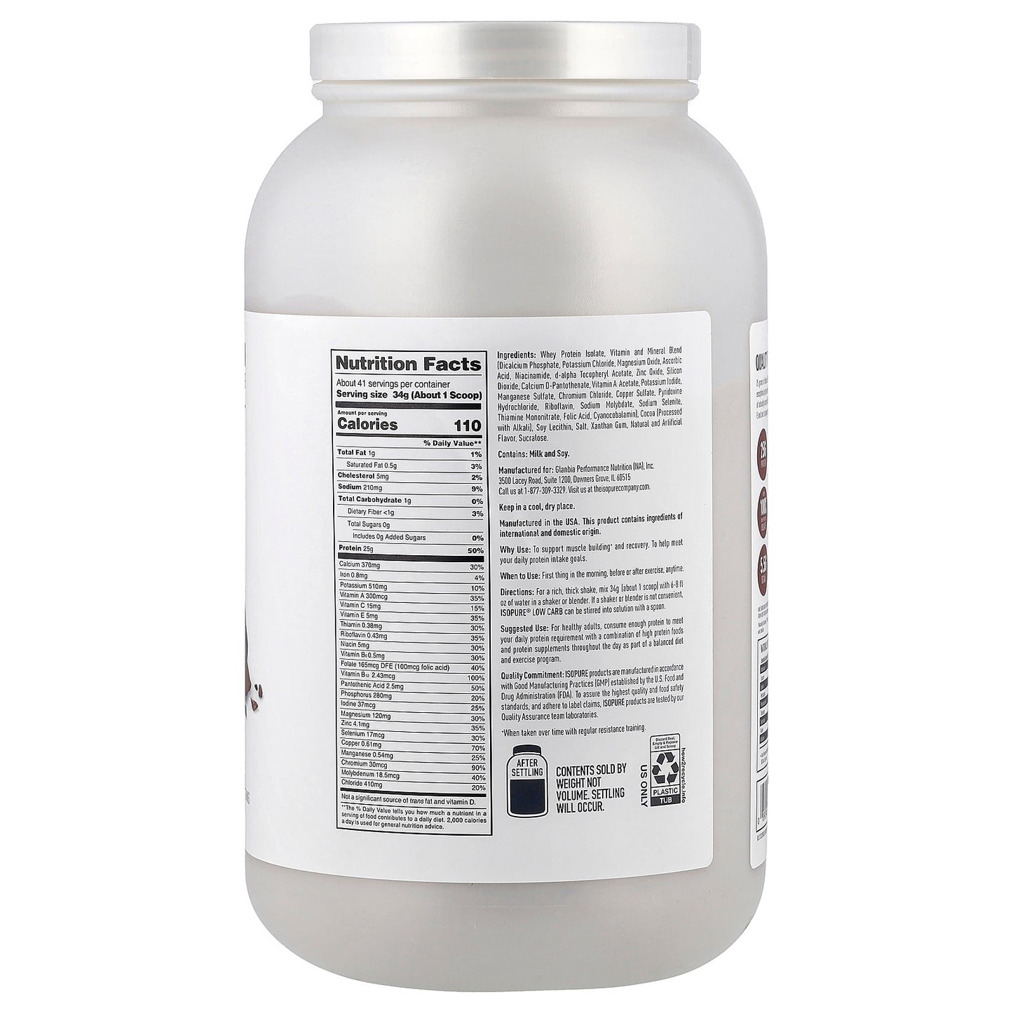 Isopure, Low Carb Protein Powder, Dutch Chocolate, 3.07 lb (1.39 kg)