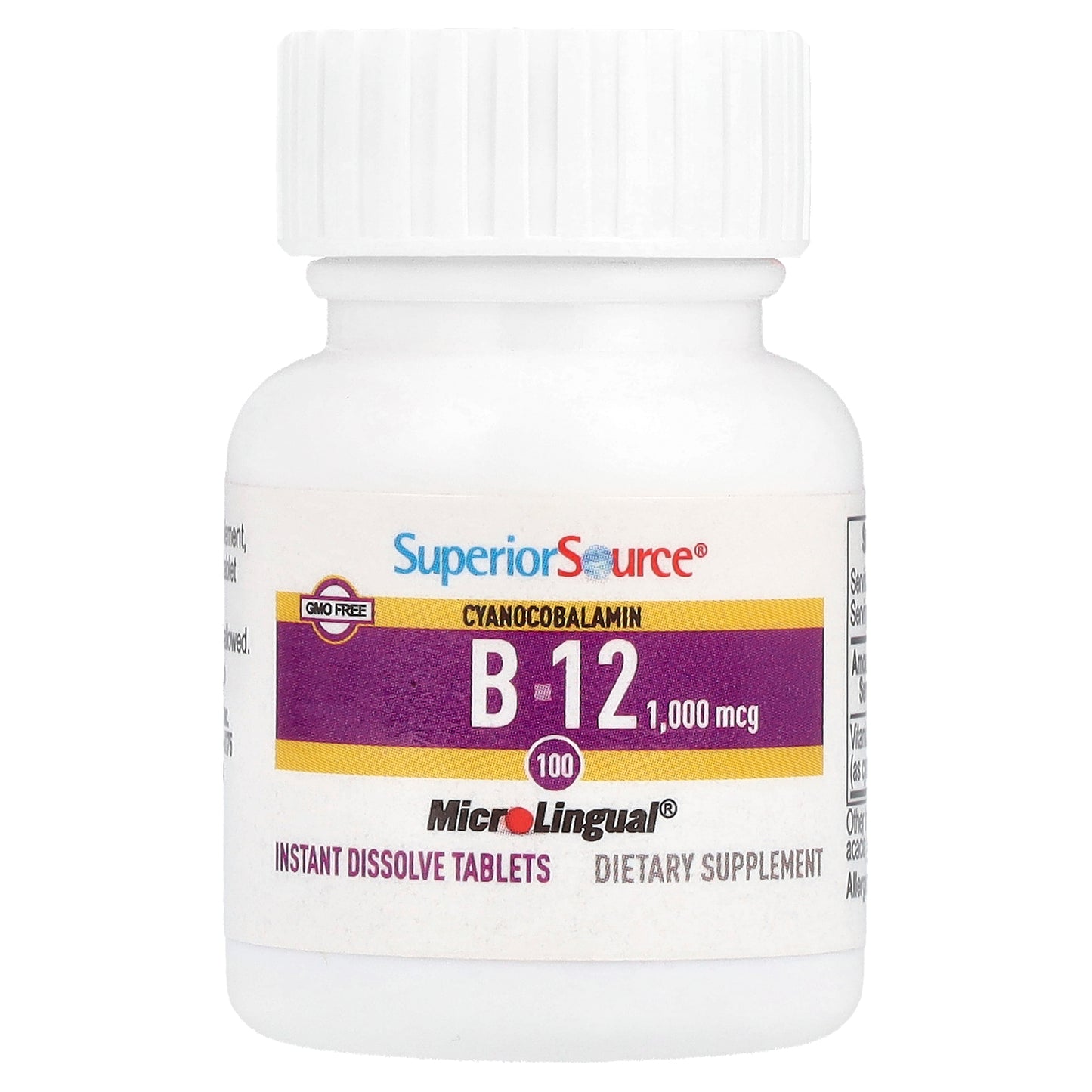 Superior Source, Cyanocobalamin B12, 1,000 mcg, 100 MicroLingual® Instant Dissolve Tablets