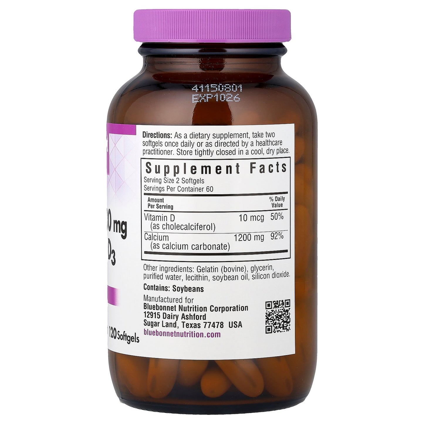 Bluebonnet Nutrition, Calcium & Vitamin D3, 120 Softgels