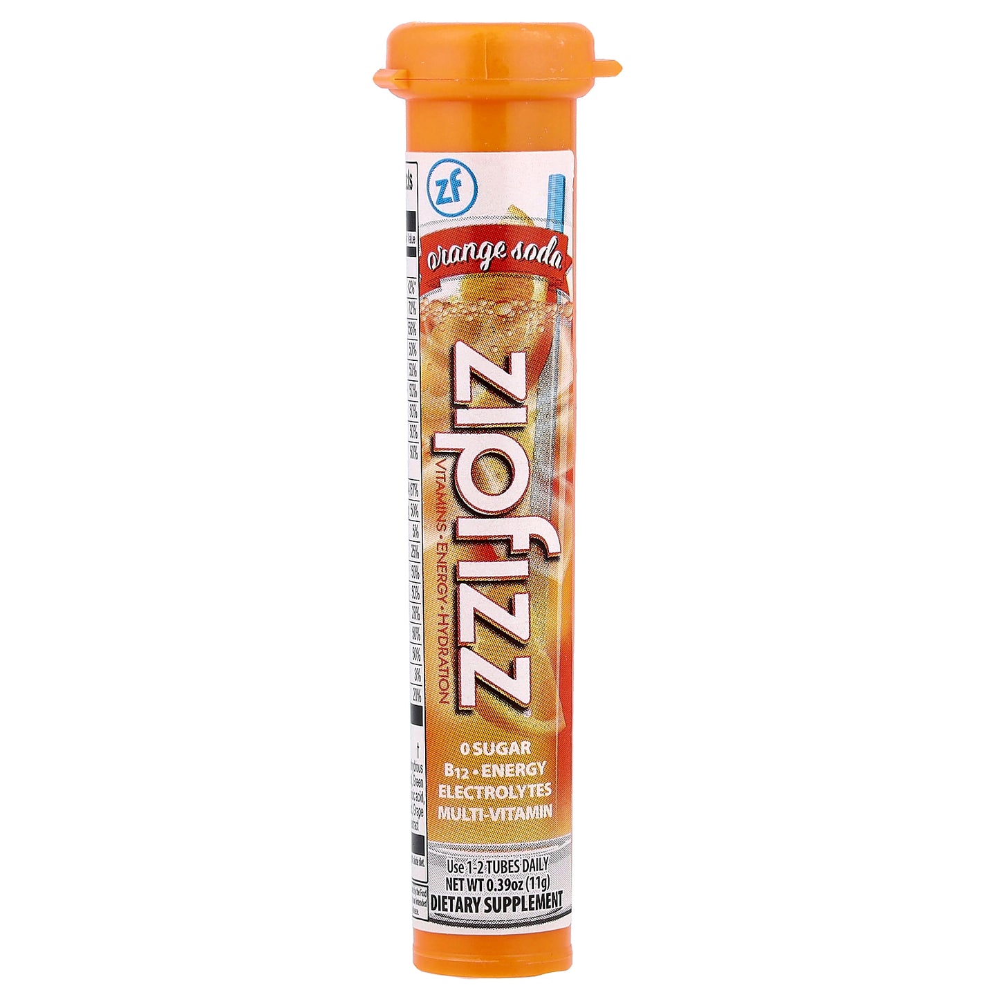 Zipfizz, Energy Drink Mix, Orange Soda, 20 Tubes, 0.39 oz (11 g) Each