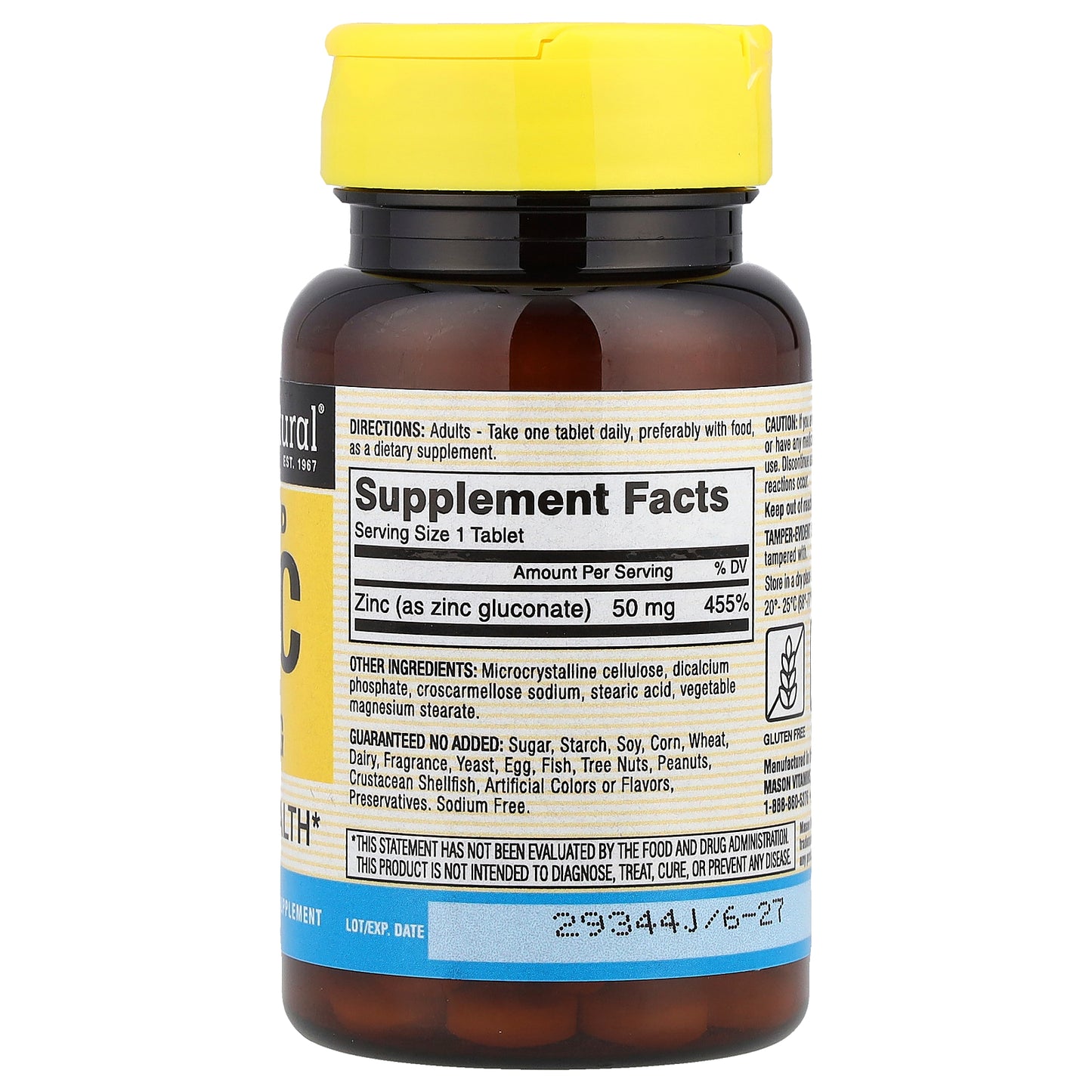 Mason Natural, Chelated Zinc, 50 mg, 100 Tablets