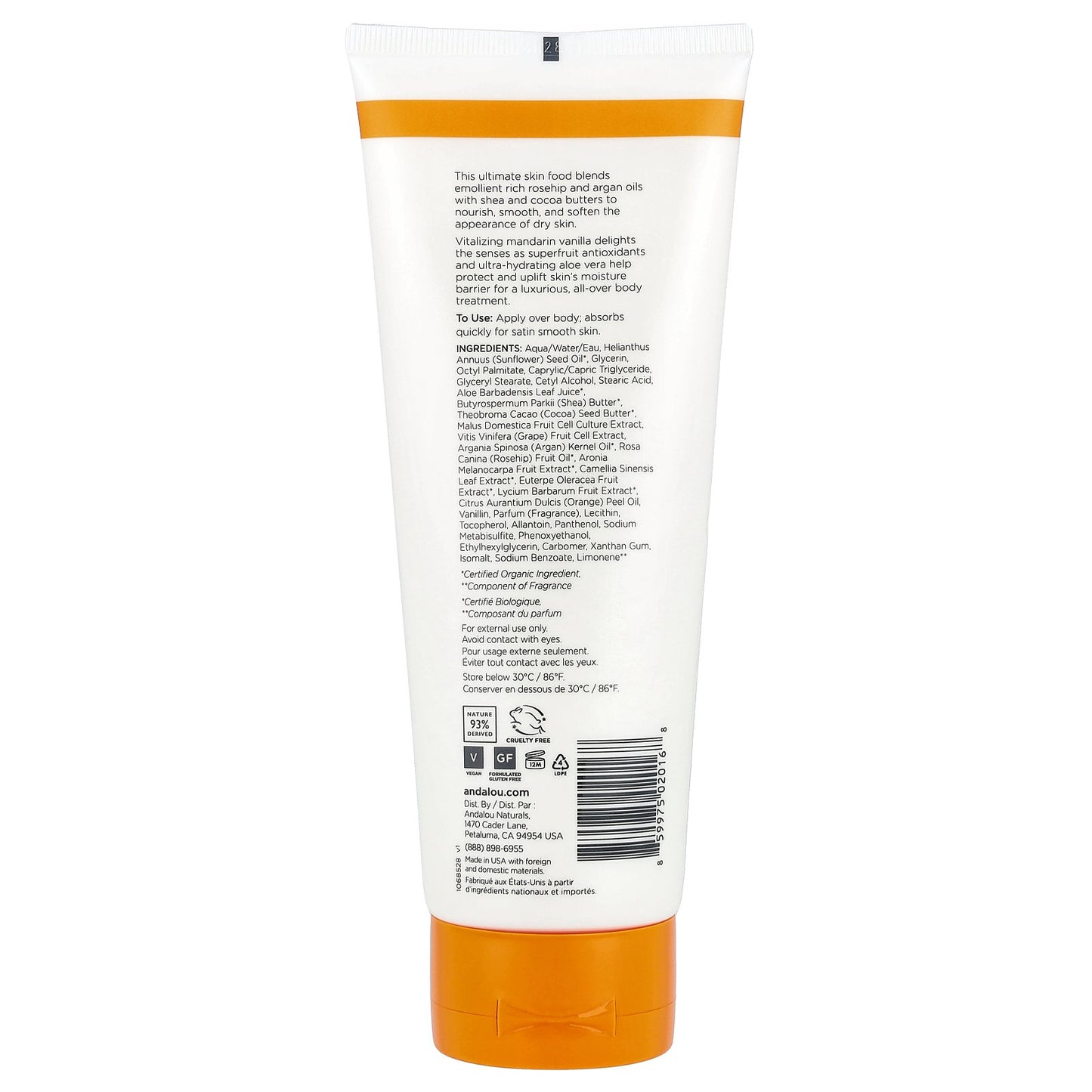 Andalou Naturals, Body Lotion, Mandarin Vanilla, 8 fl oz (236 ml)