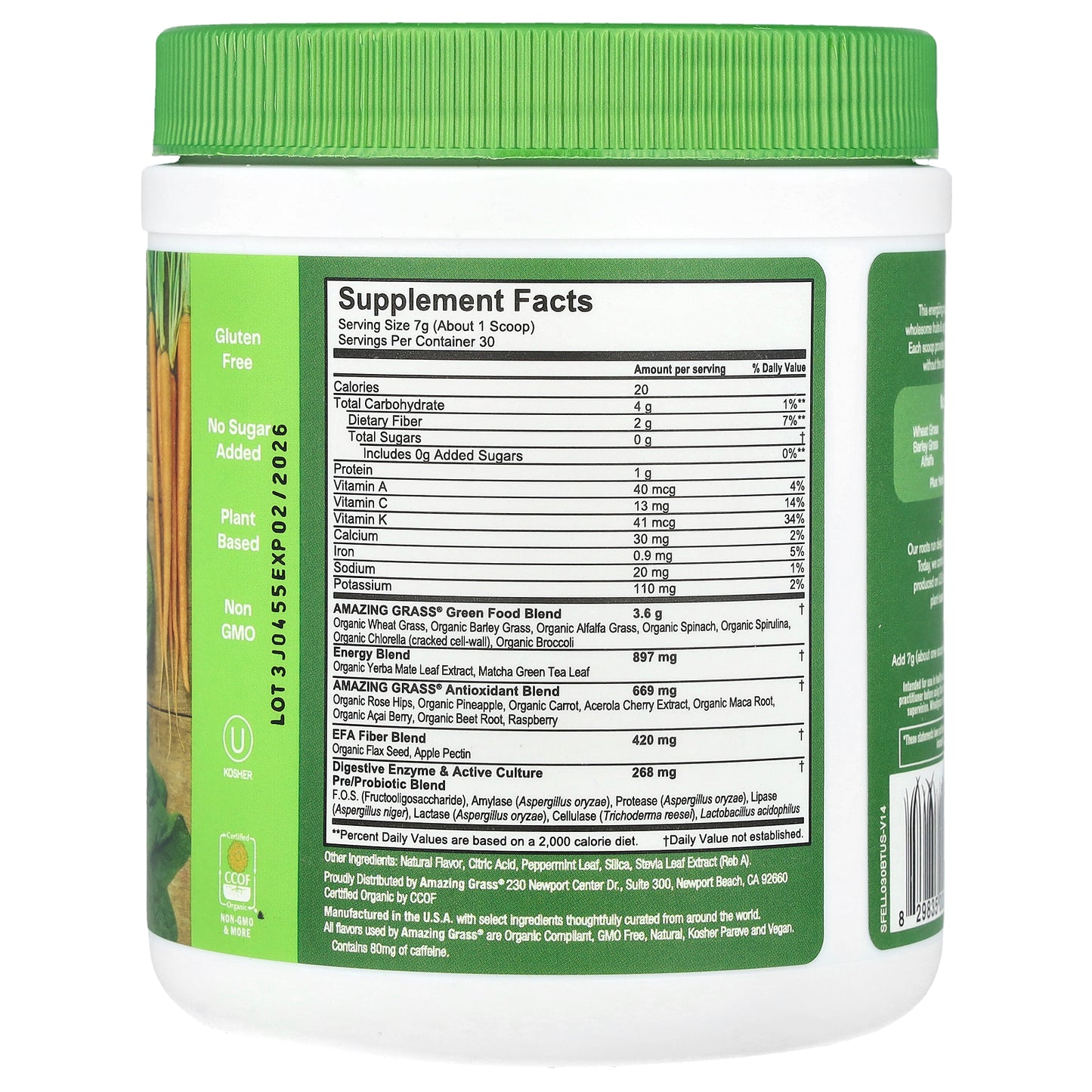 Amazing Grass, Greens Blend, Energy, Lemon Lime, 7.4 oz (210 g)