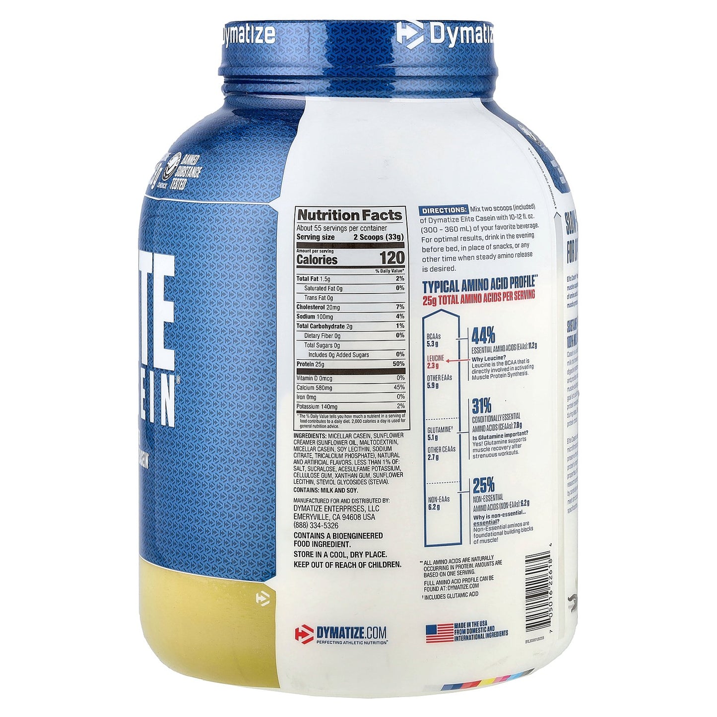 Dymatize, Elite Casein®, Smooth Vanilla, 4 lb (1.8 kg)