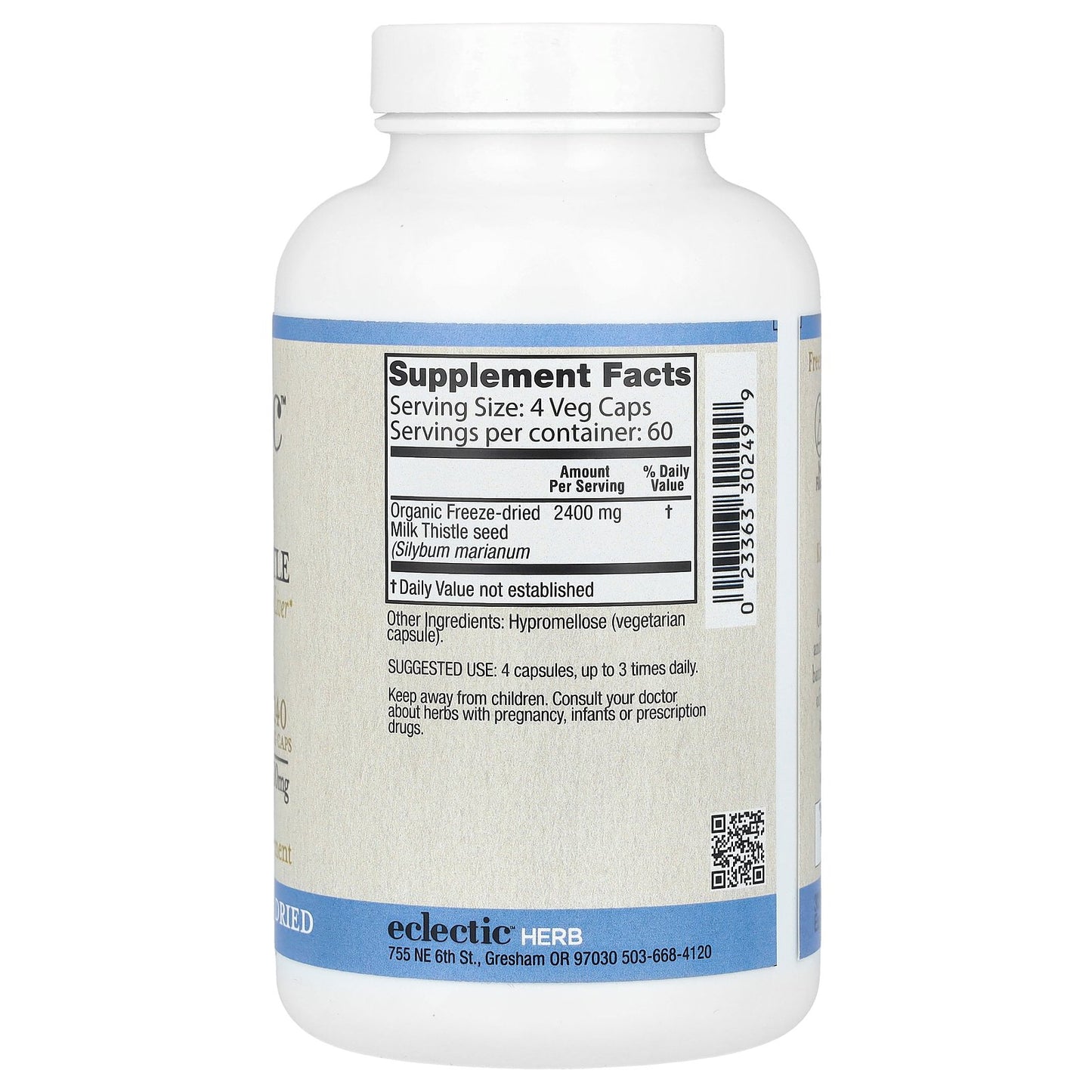 Eclectic Herb, Milk Thistle, 240 Veg Caps (600 mg per Cap)