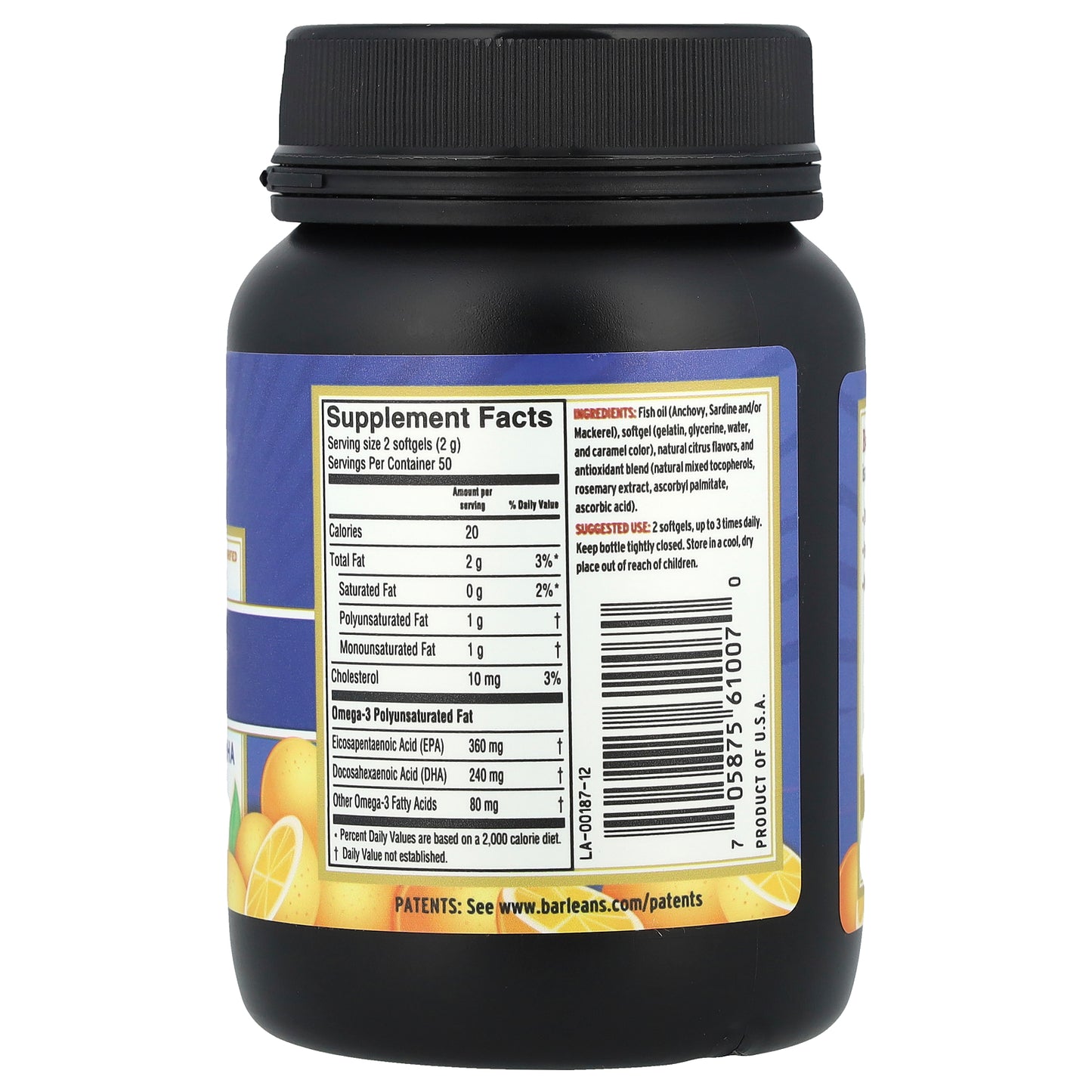 Barlean's, Fresh Catch®, Fish Oil, Omega-3 EPA/DHA, Orange, 100 Softgels (300 mg per Softgel)