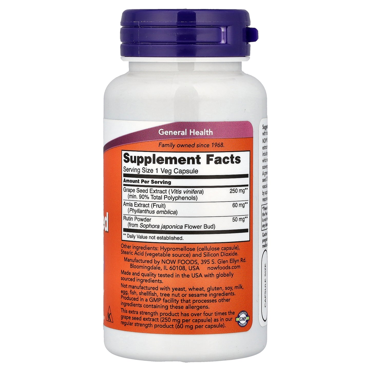 NOW Foods, Grape Seed, 250 mg, 90 Veg Capsules