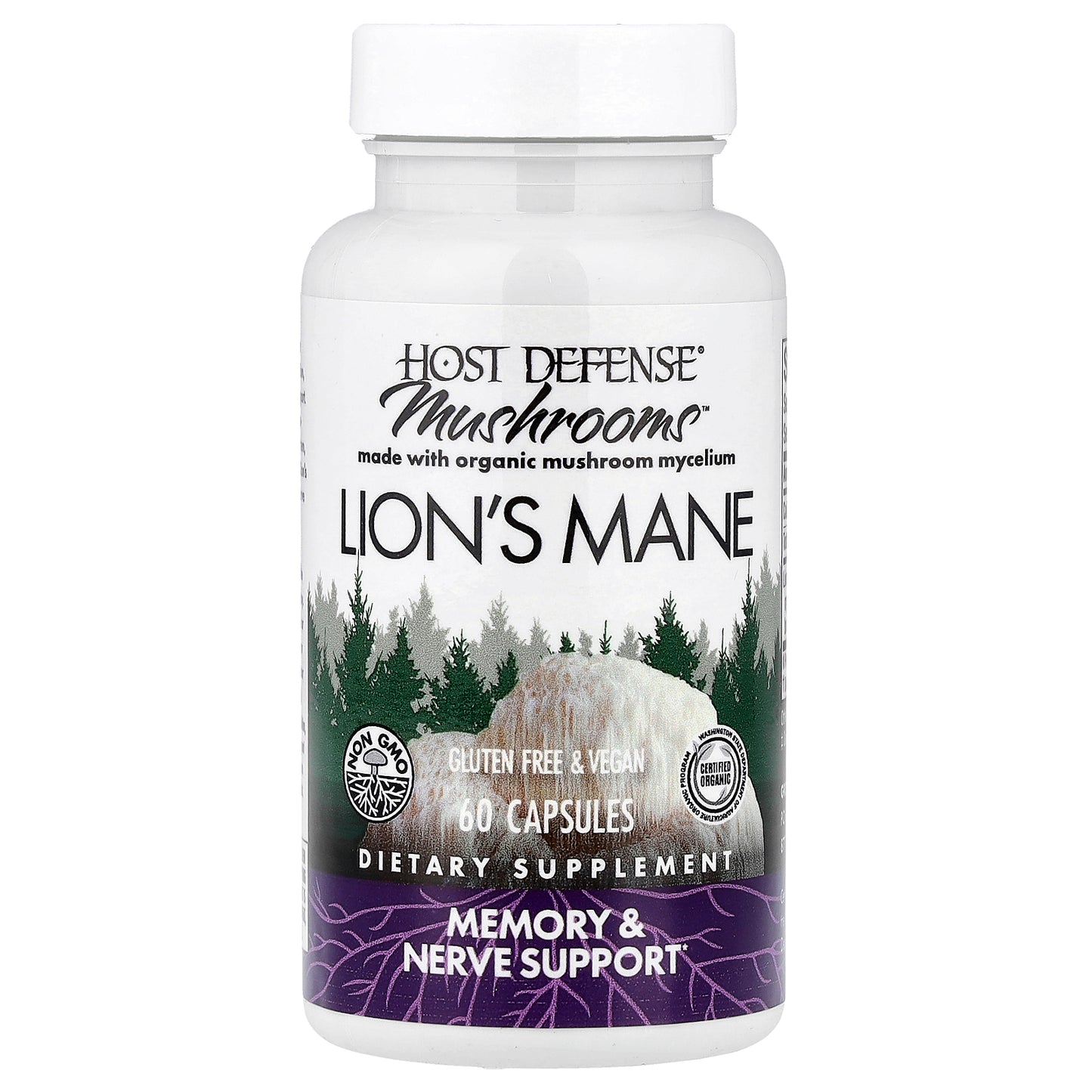 Host Defense, Mushrooms™, Lion's Mane, 60 Capsules (0.5 g per Capsule)