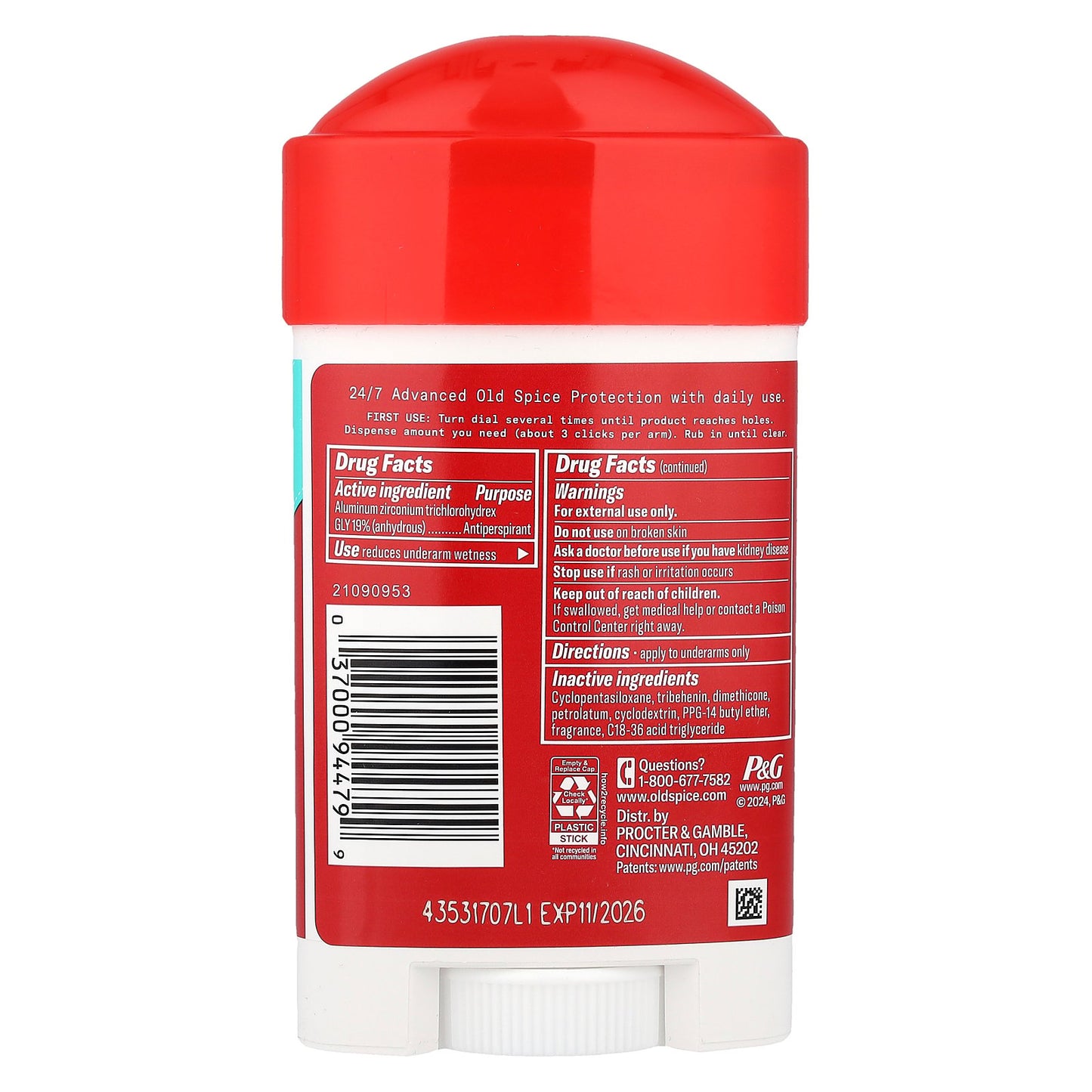 Old Spice, Sweat Defense, Antiperspirant Deodorant, Soft Solid, Pure Sport®, 2.6 oz (73 g)