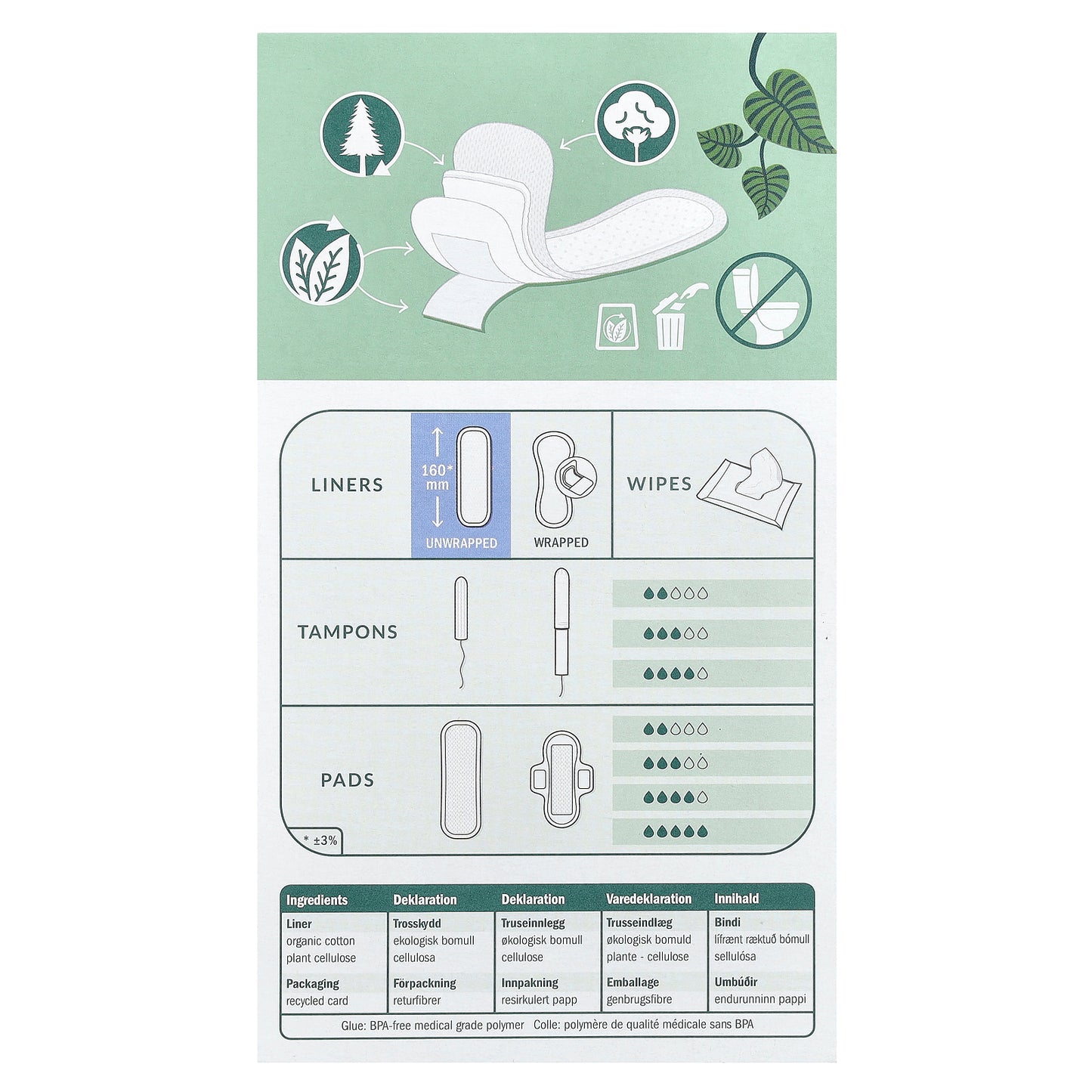 Natracare, Panty Liners, Organic Cotton Cover, Mini, 30 Liners