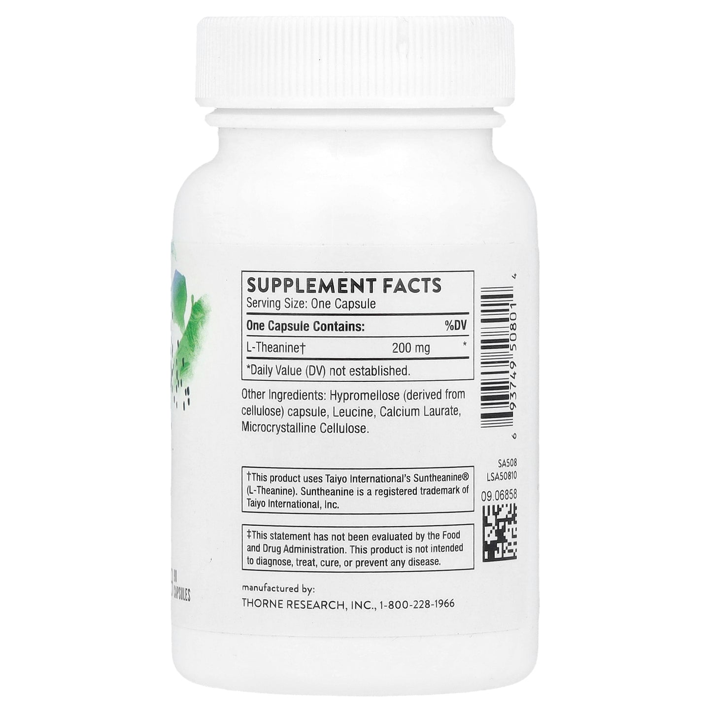 Thorne, Theanine, 90 Capsules (200 mg per Capsule)