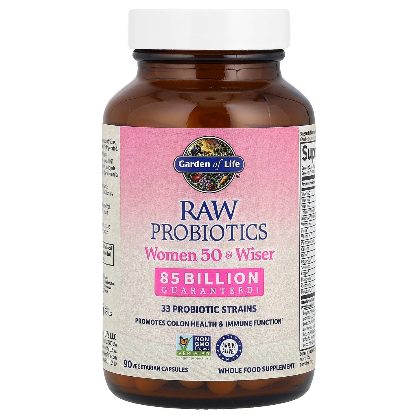 Garden of Life, RAW Probiotics, Women 50 & Wiser, 90 Vegetarian Capsules