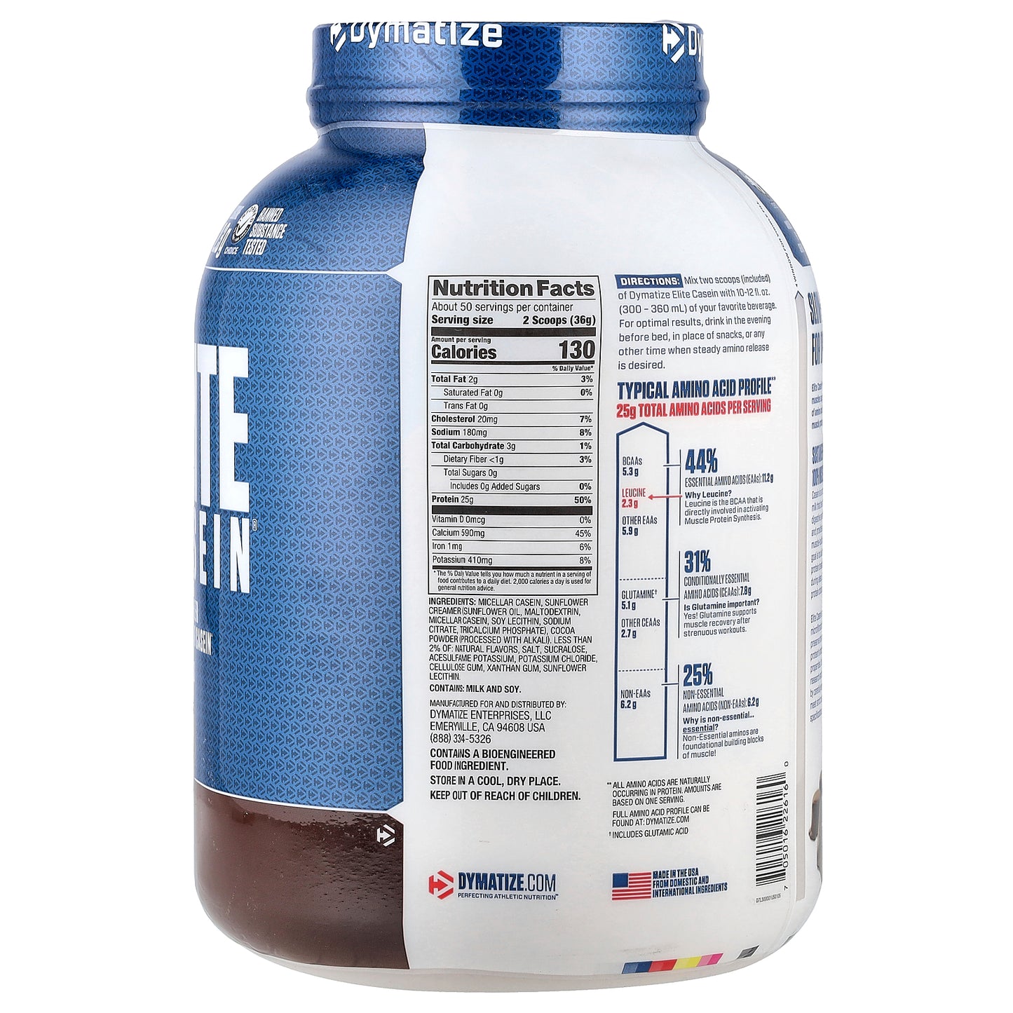 Dymatize, Elite Casein®, Rich Chocolate, 4 lb (1.8 kg)