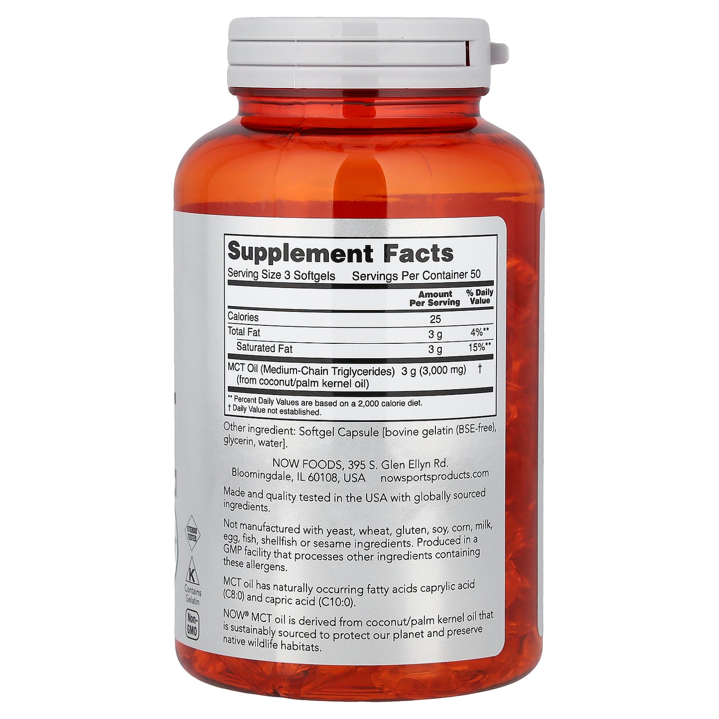 NOW Foods, Sports, MCT Oil, 1,000 mg, 150 Softgels