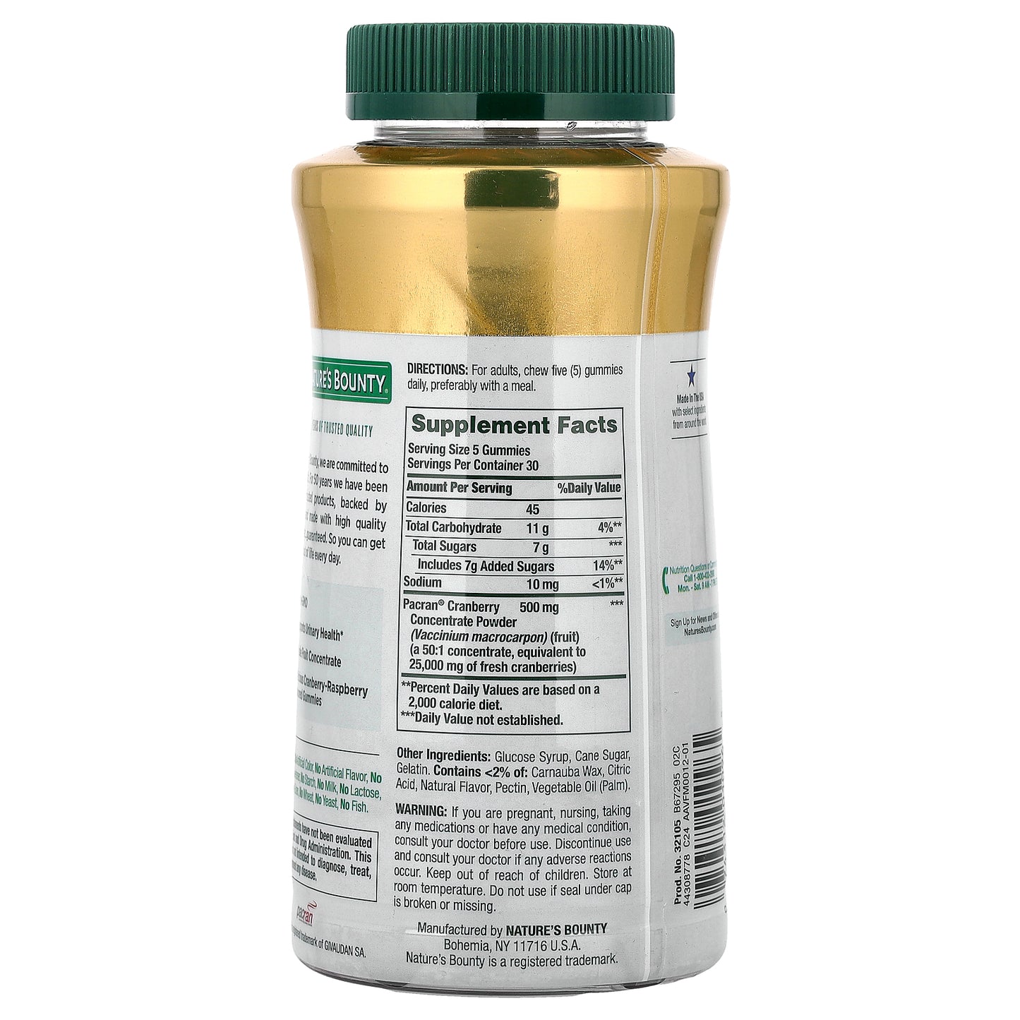 Nature's Bounty, Cranberry Gummies, Cranberry-Raspberry, 150 Gummies (100 mg per Gummy)