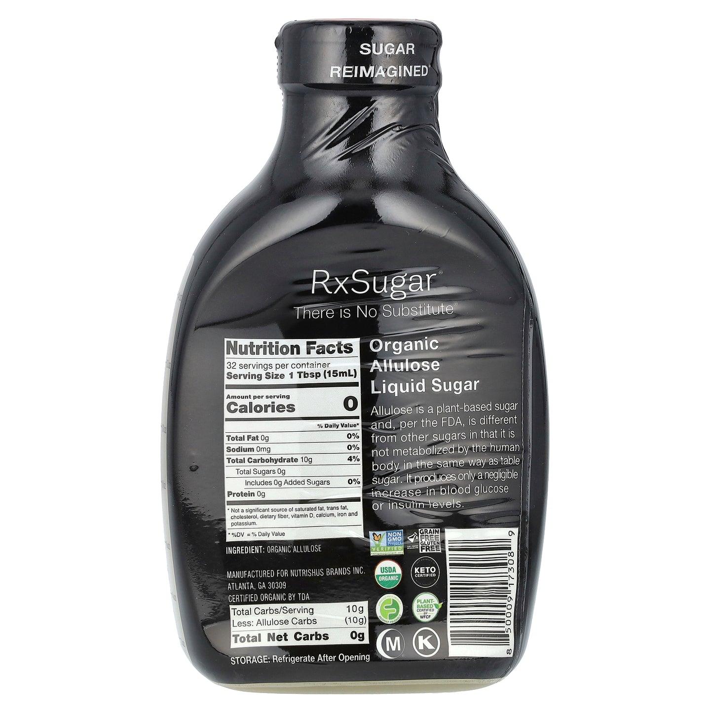 RxSugar, Organic Allulose Liquid Sugar, 16 fl oz (473 ml)