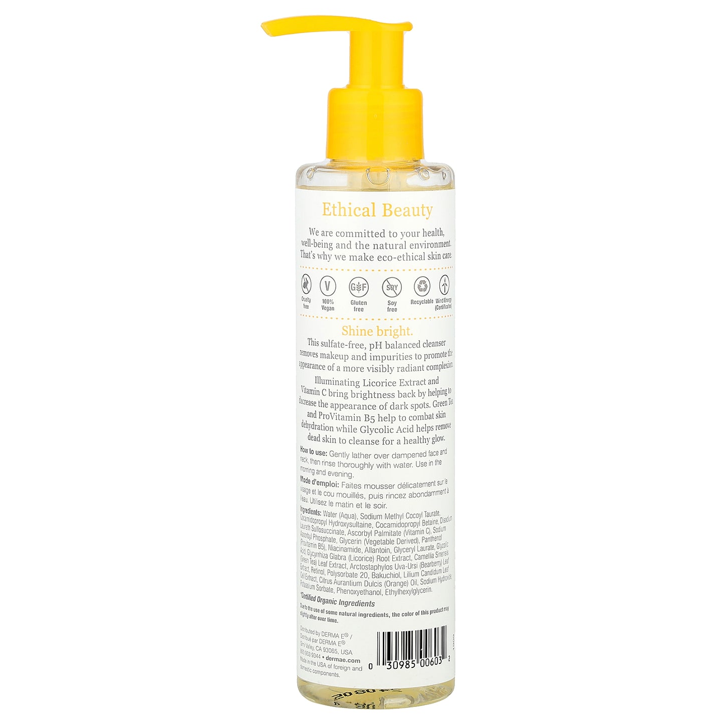 DERMA E, Vitamin C Daily Brightening Cleanser, 6 fl oz (175 ml)