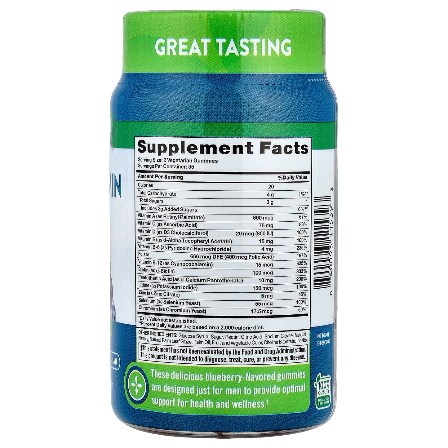 Nature's Truth, Men's Multivitamin Gummies + B12, D3, Zinc, Delicious Blueberry, 70 Gummies