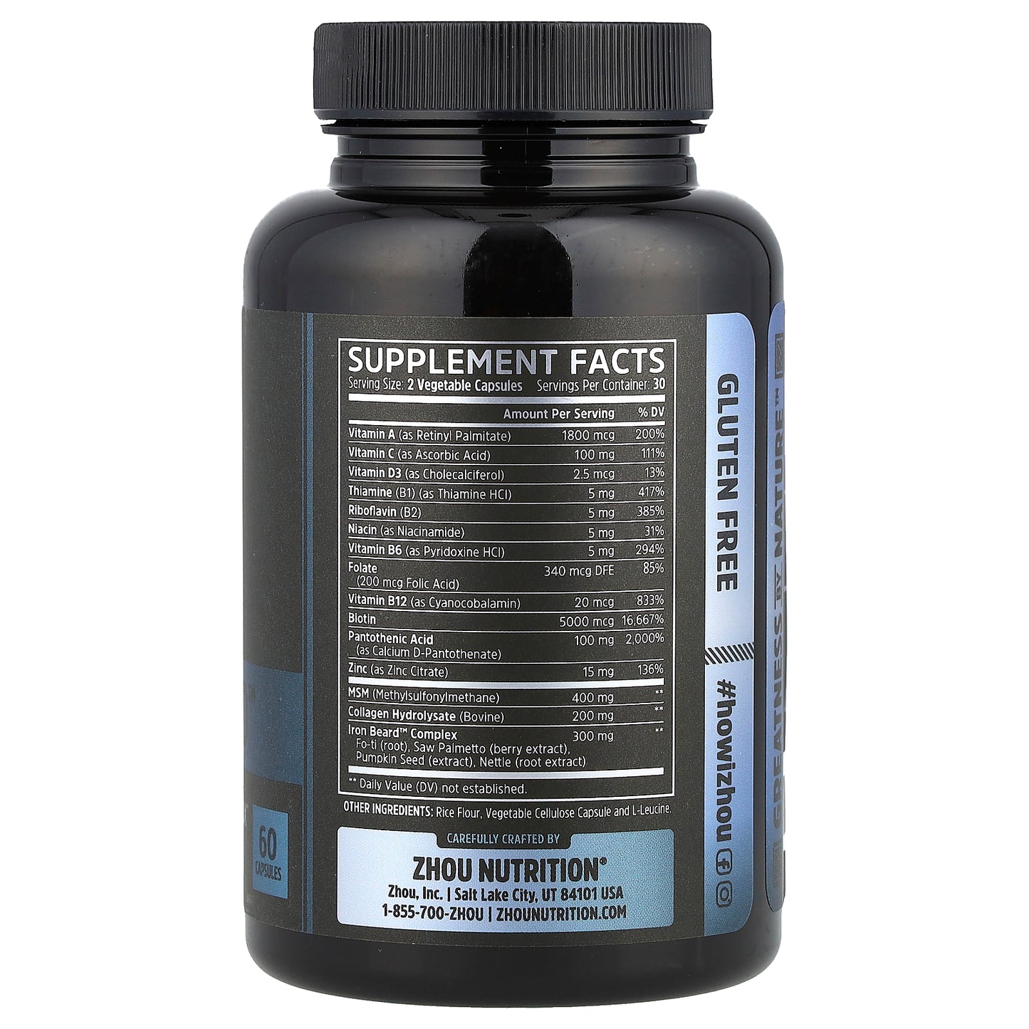 Zhou Nutrition, Iron Beard™, 60 Capsules