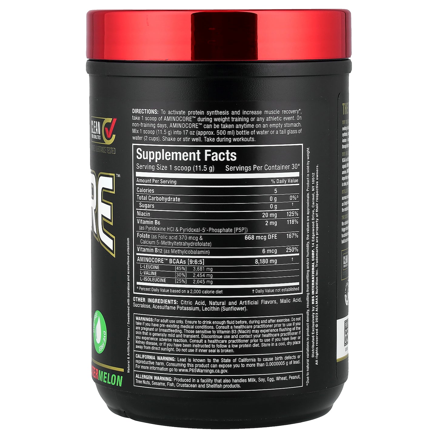 ALLMAX, AMINOCORE™ BCAA, Watermelon, 0.76 lbs (345 g)