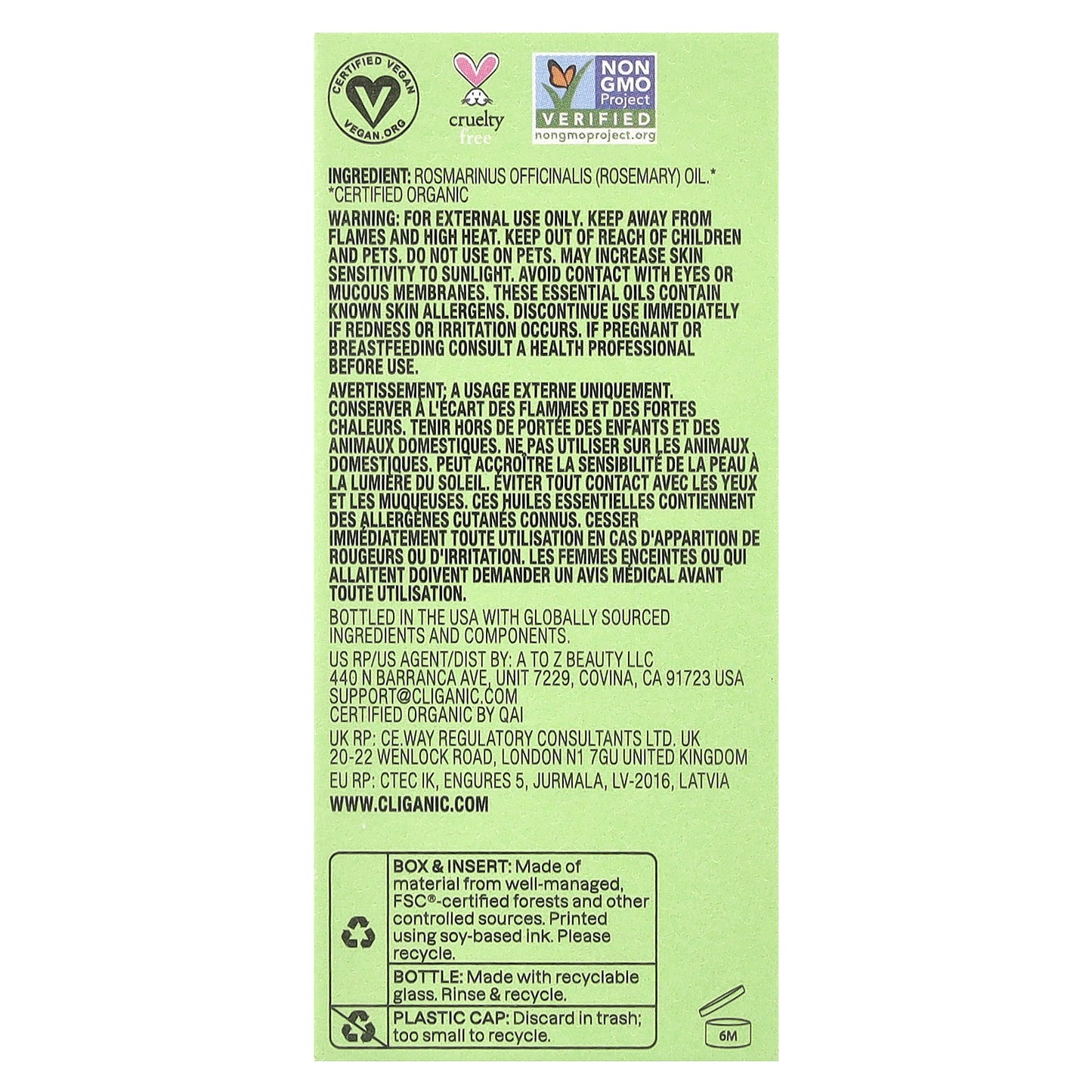 Cliganic, Drop of Exhilaration™, Organic Rosemary Essential Oil, 0.34 fl oz (10 ml)