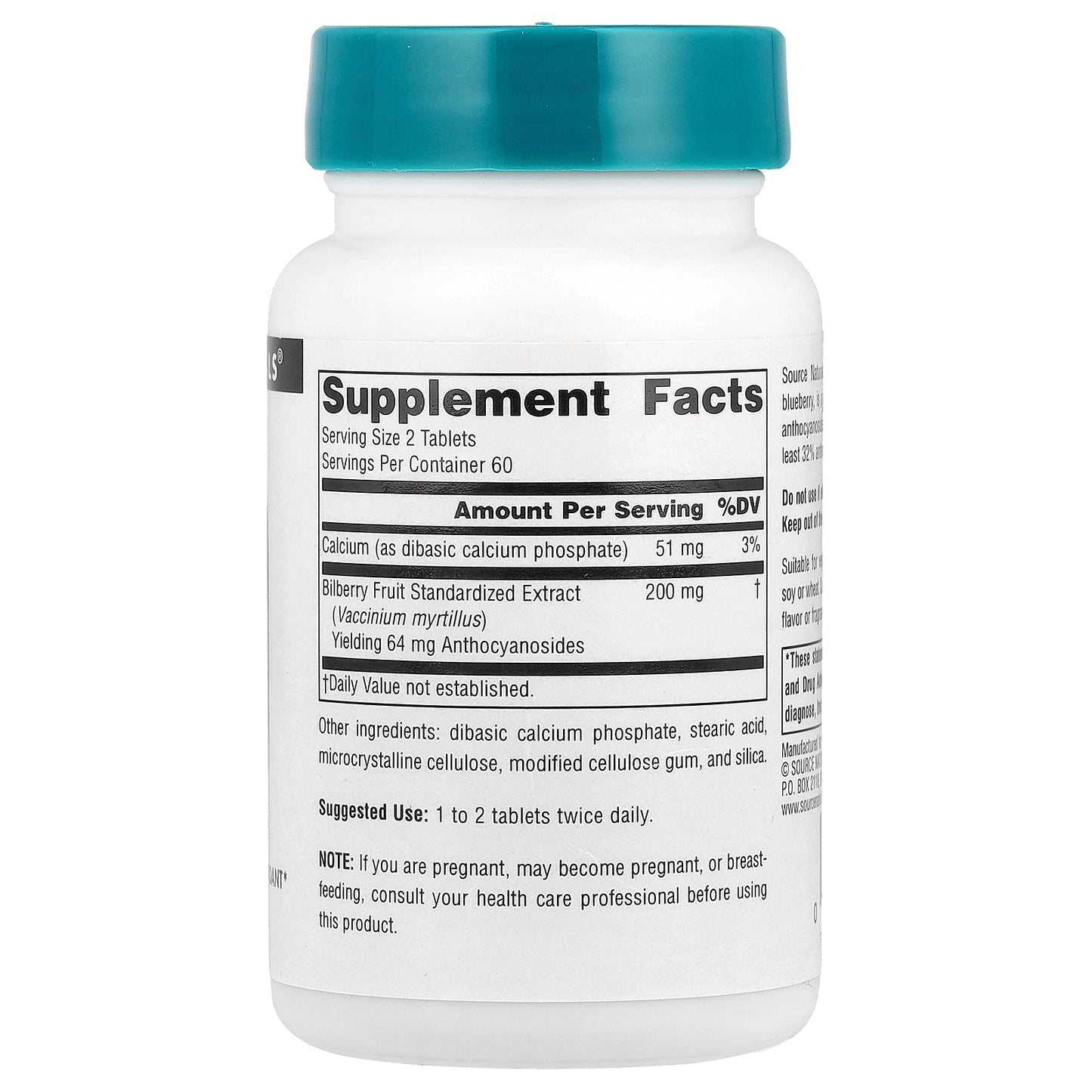 Source Naturals, Bilberry Extract, 100 mg, 120 Tablets