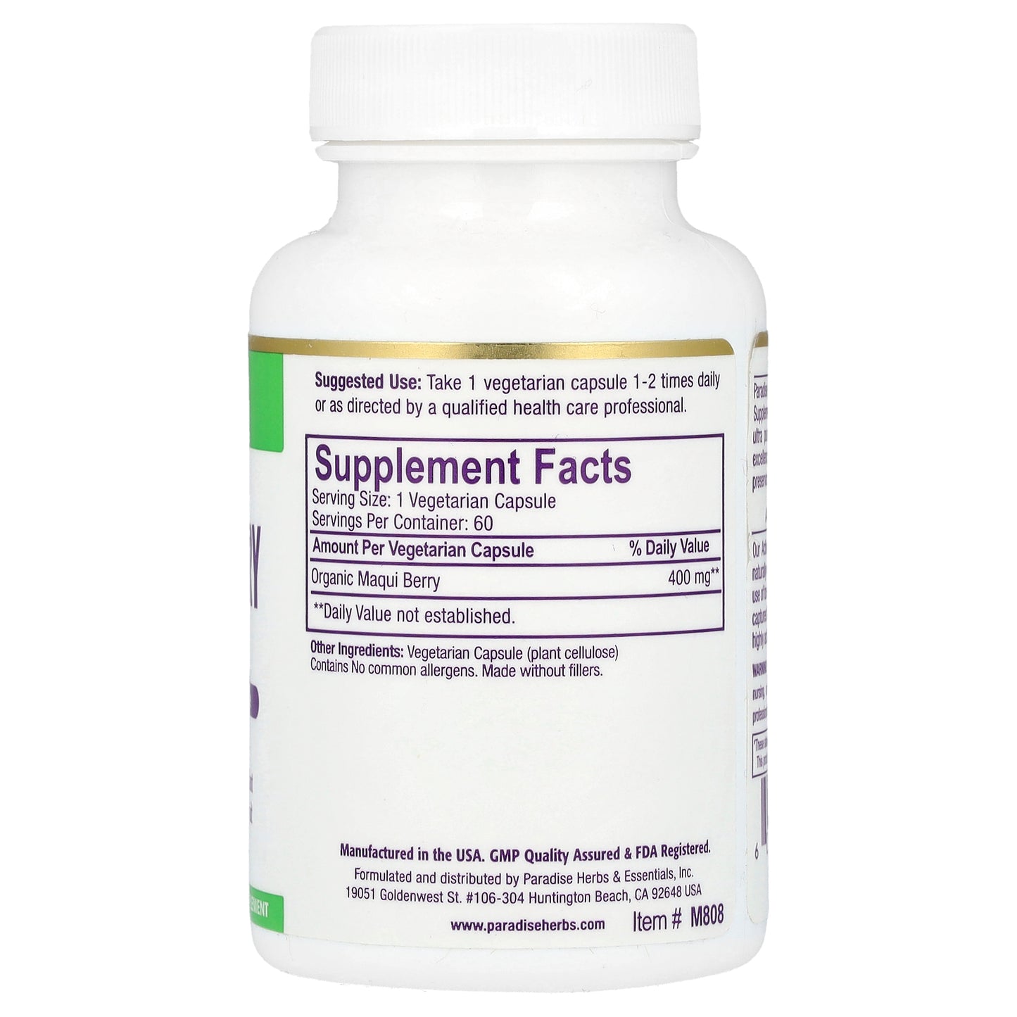 Paradise Herbs, Maqui Berry, 60 Vegetarian Capsules (400 mg per Capsule)