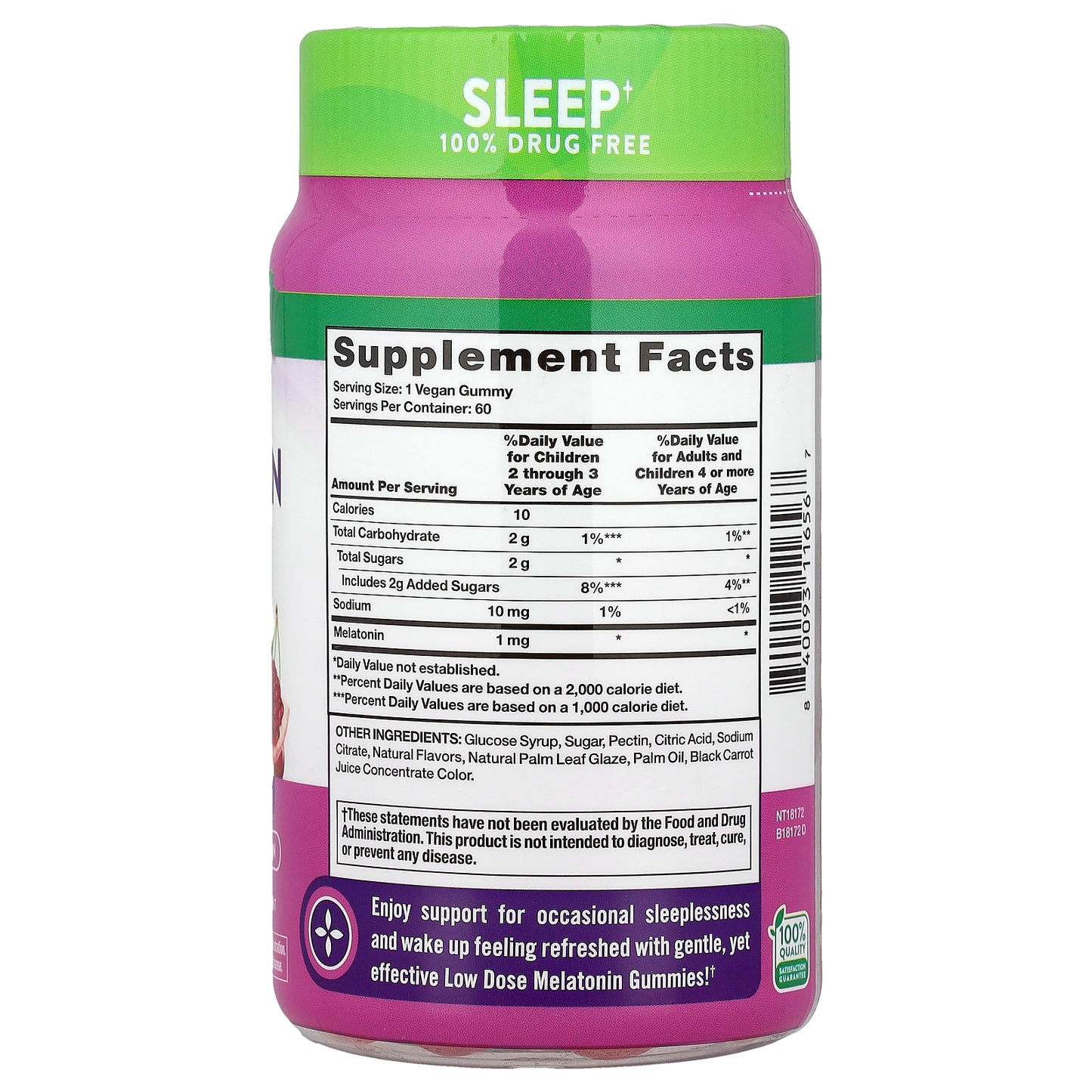 Nature's Truth, Sleep Melatonin Gummies, Natural Cherry Pomegranate, 1 mg, 60 Gummies