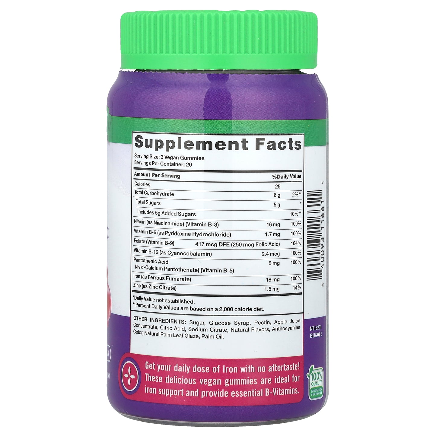 Nature's Truth, Essential Iron + B-Vitamins, Zinc Gummies, Natural Grape, 60 Gummies