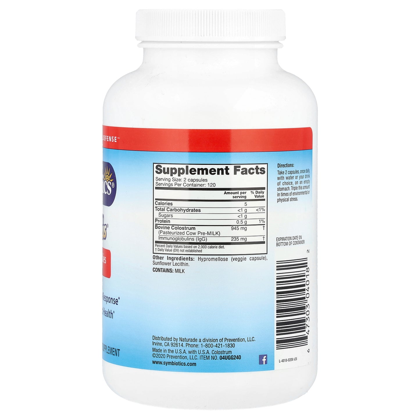 Symbiotics, Colostrum Plus®, 240 Veg Capsules