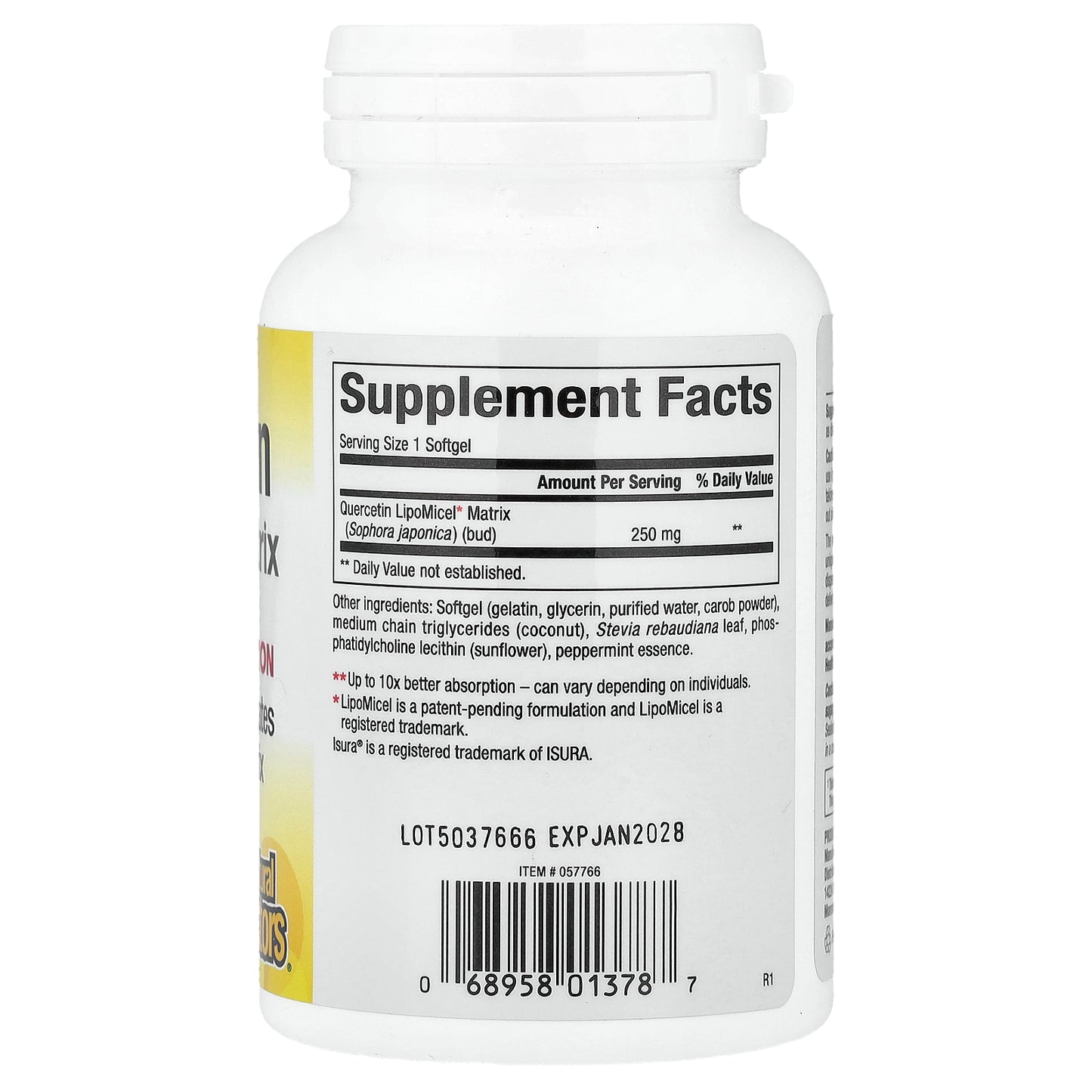 Natural Factors, Quercetin LipoMicel Matrix, 250 mg, 60 Liquid Softgels