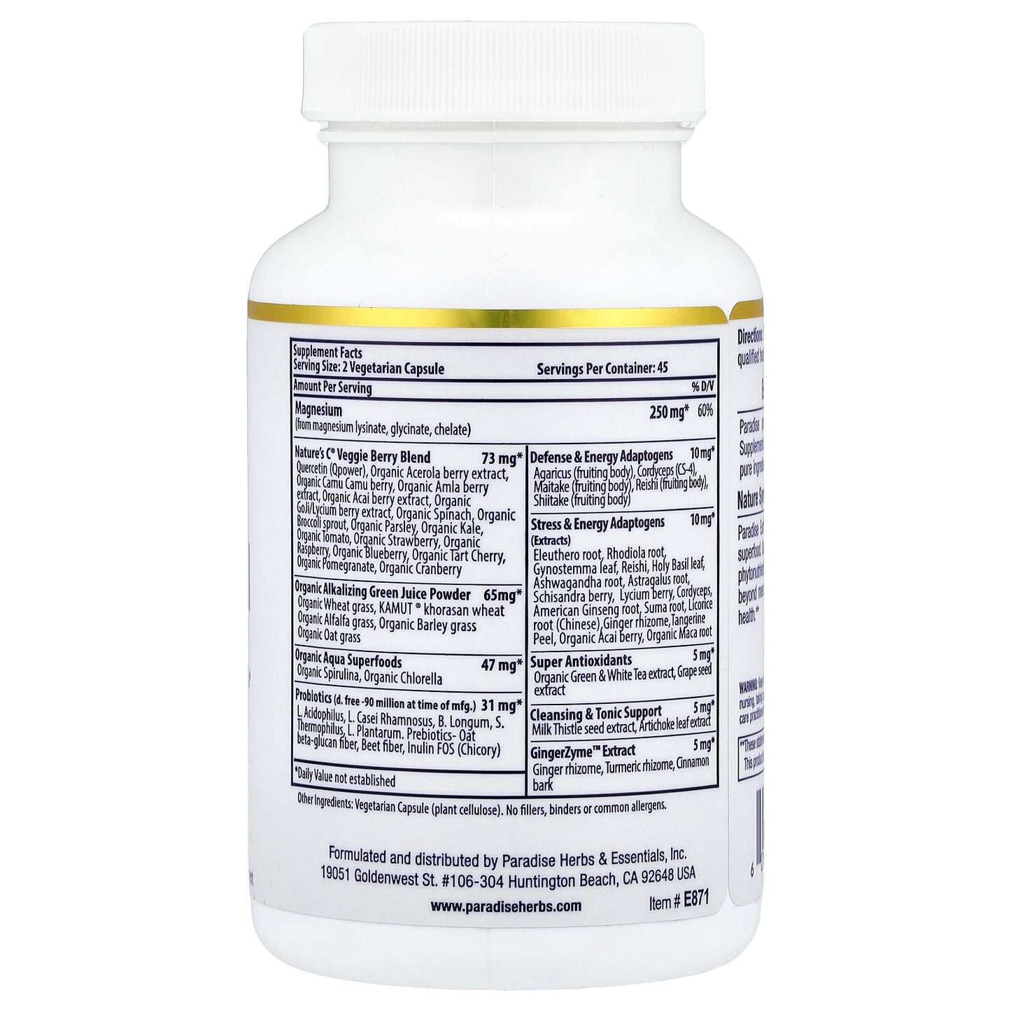 Paradise Herbs, Earth's Blend, Magnesium, 90 Vegetarian Capsules