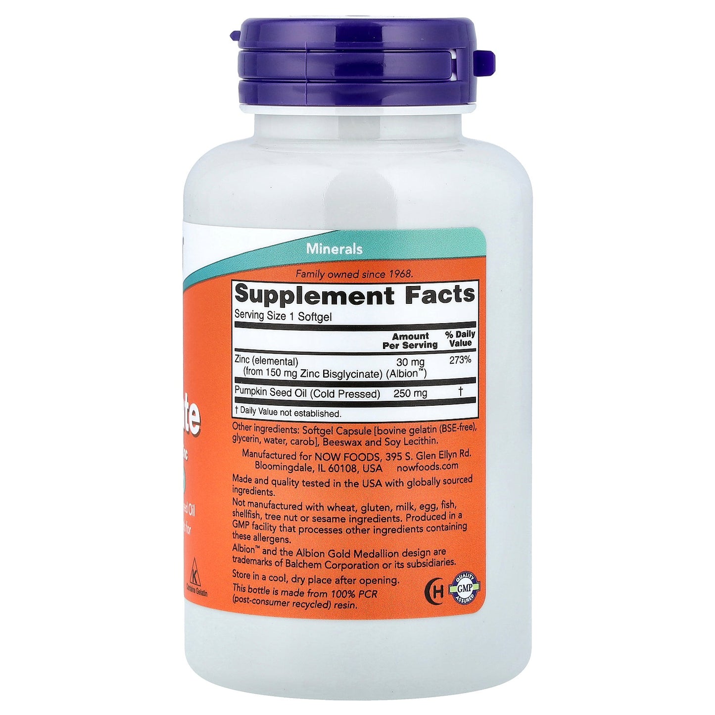 NOW Foods, Zinc Glycinate, 120 Softgels