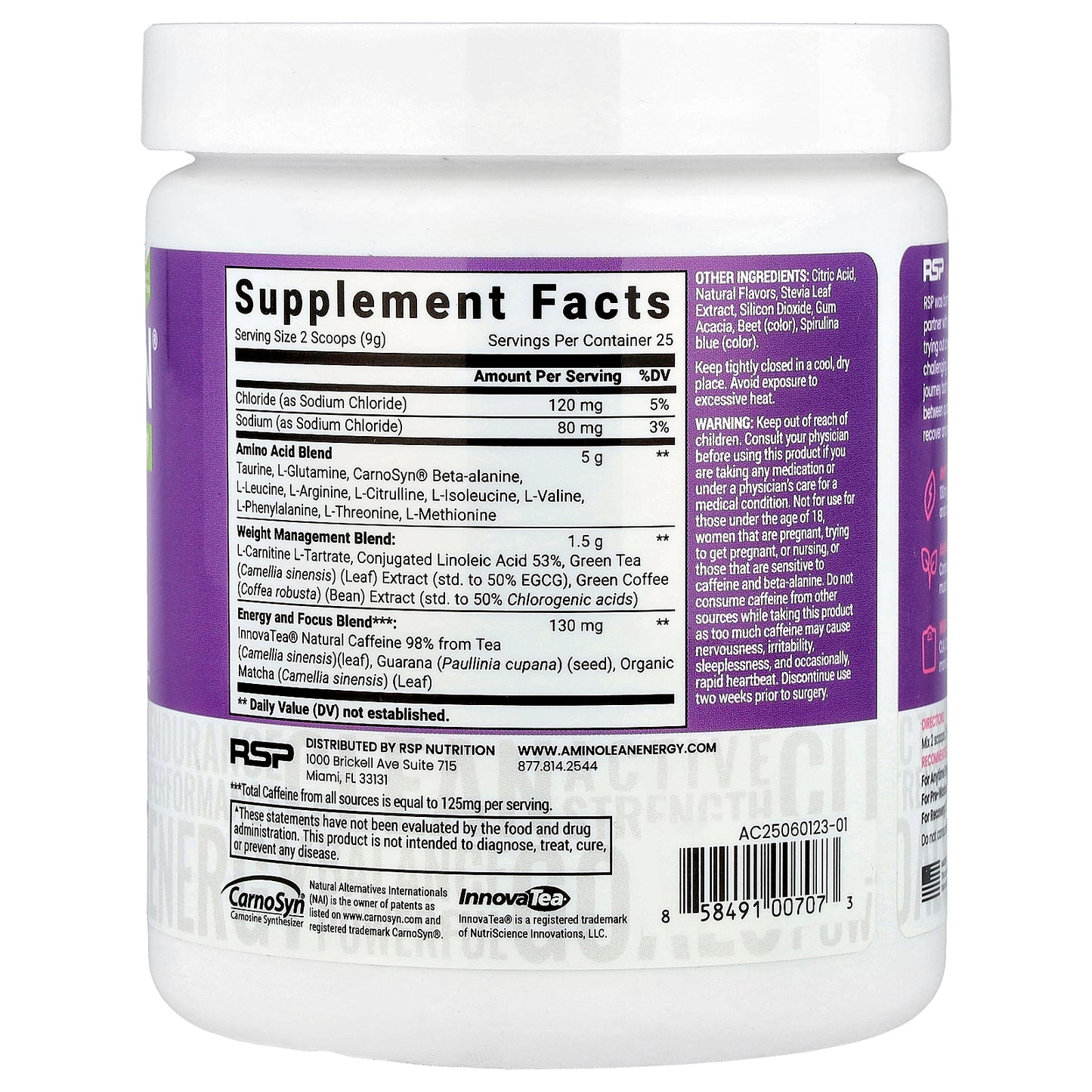 RSP Nutrition, AminoLean®, Energy, Acai, 7.94 oz (225 g)
