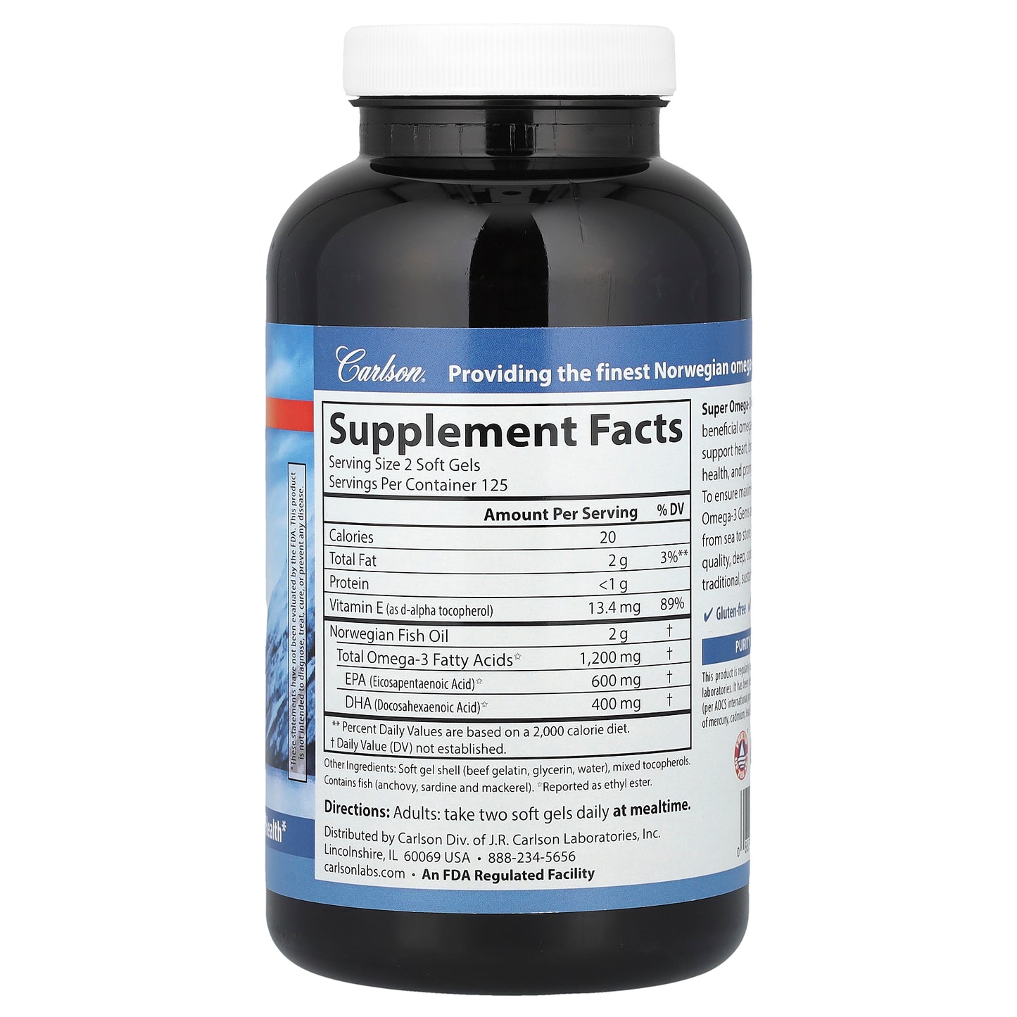 Carlson, Wild Caught Super Omega-3 Gems®, 250 Soft Gels