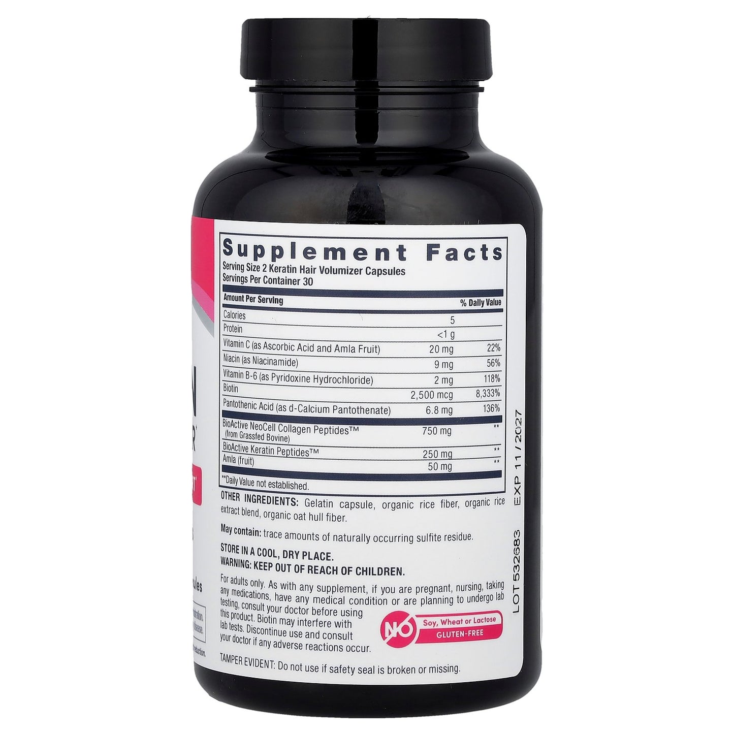 NeoCell, Keratin Hair Volumizer + Collagen Peptides, 60 Capsules