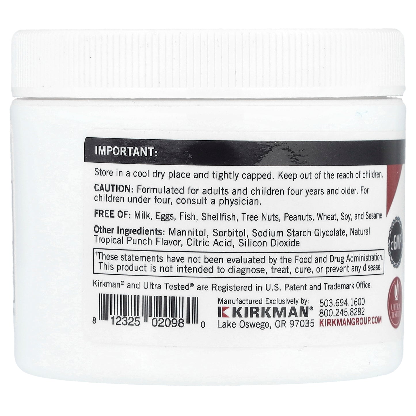 Kirkman Labs, Super B12, Energy Support Powder, 2 oz (57 g)