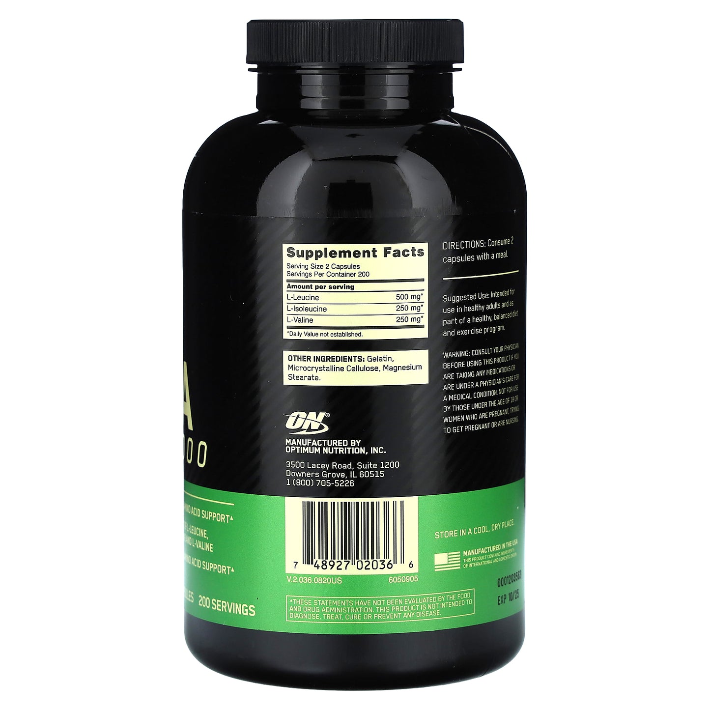Optimum Nutrition, BCAA 1000, 400 Capsules (500 mg per Capsule)