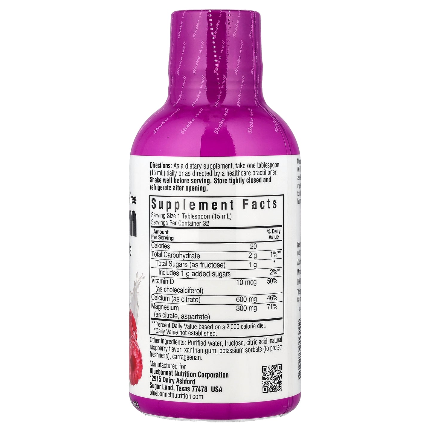 Bluebonnet Nutrition, Liquid Calcium, Magnesium Citrate & Vitamin D3, Raspberry, 16 fl oz (473 ml)