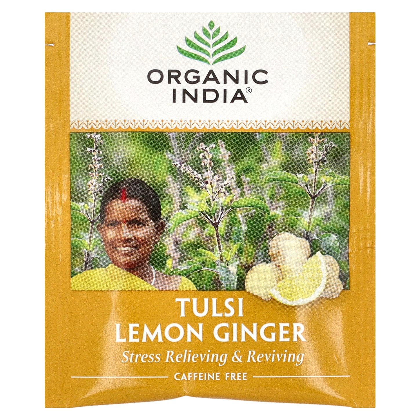 Organic India, Tulsi Lemon Ginger Tea, Caffeine-Free, 18 Infusion Bags, 1.27 oz (36 g)