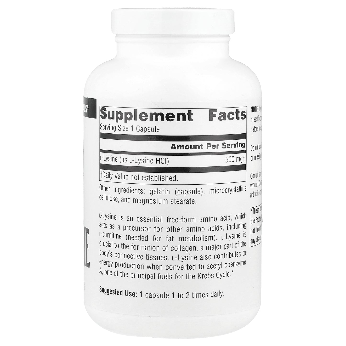 Source Naturals, L-Lysine, 500 mg, 200 Capsules