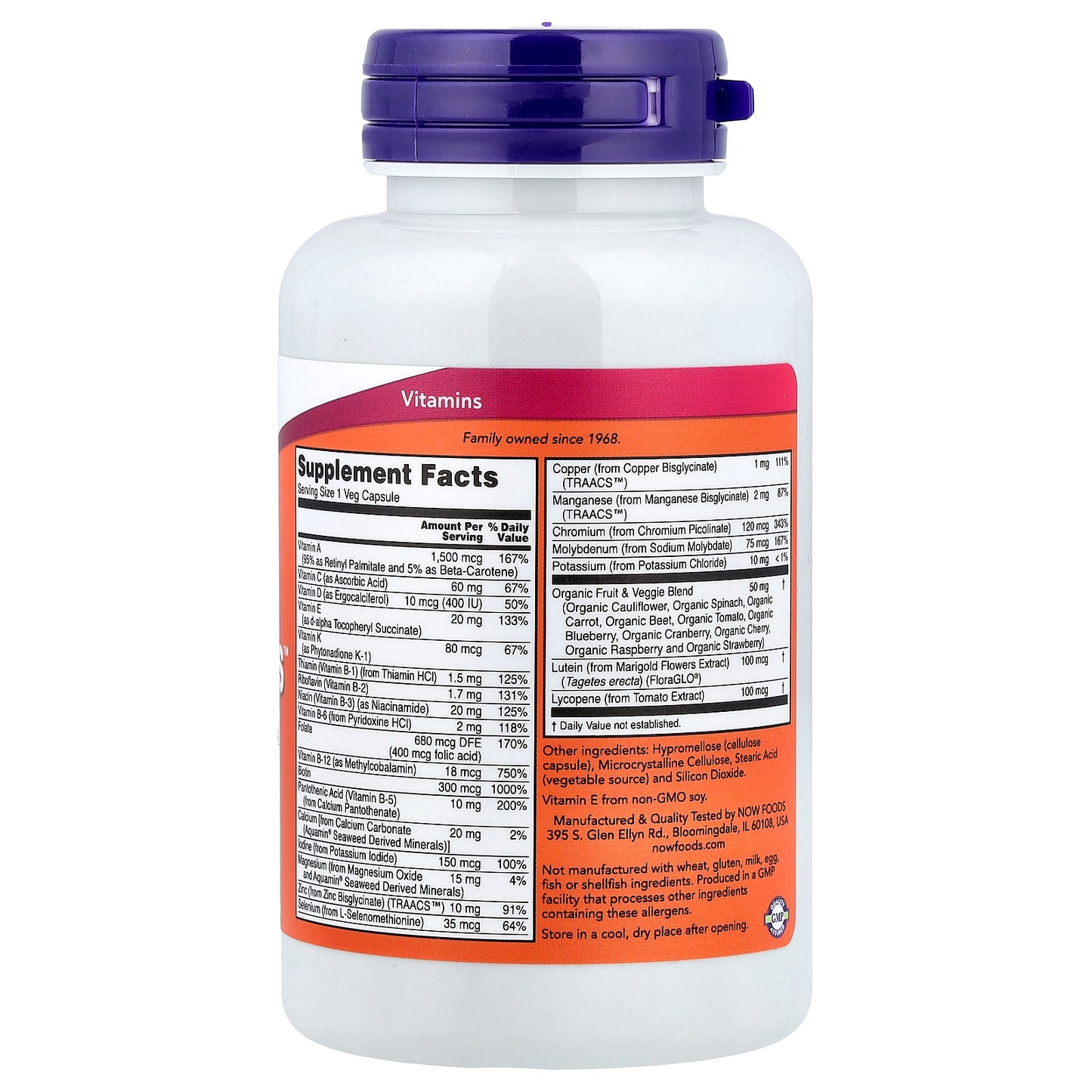 NOW Foods, Daily Vits™, Multi Vitamin & Mineral, 120 Veg Capsules