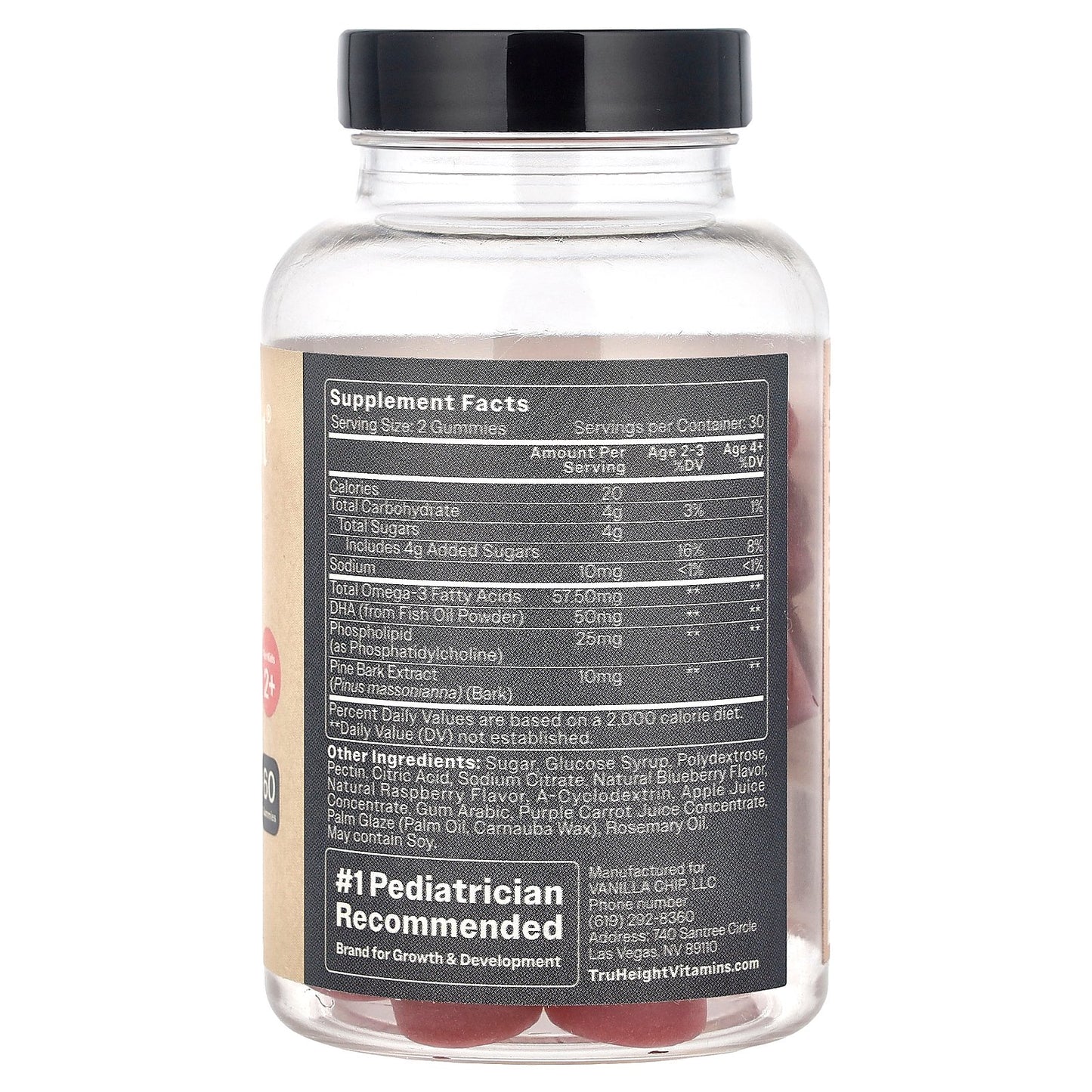 TruHeight, Kids, Brain Growth Gummies, For Kids 2+, Mixed Berry , 60 Gummies