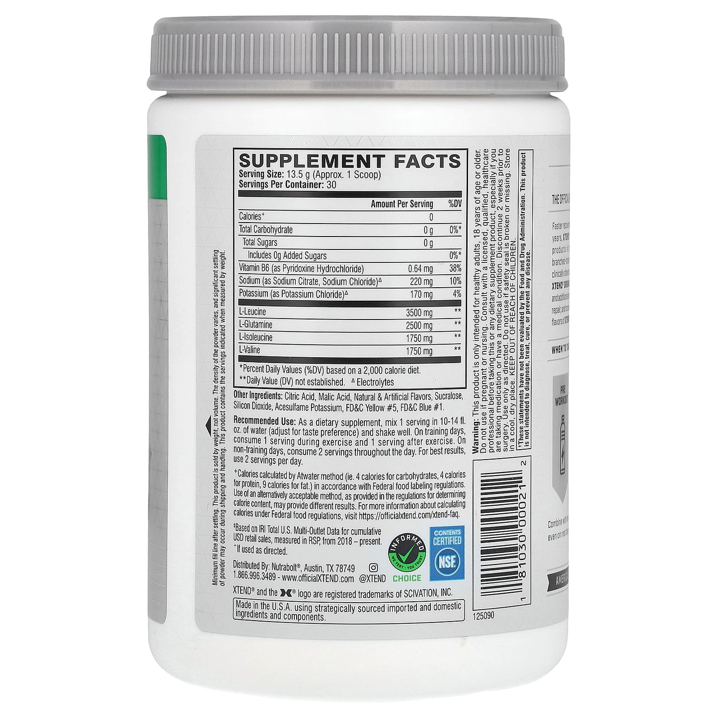 XTEND, 7G BCAA, Lemon-Lime Squeeze, 14.3 oz (405 g)